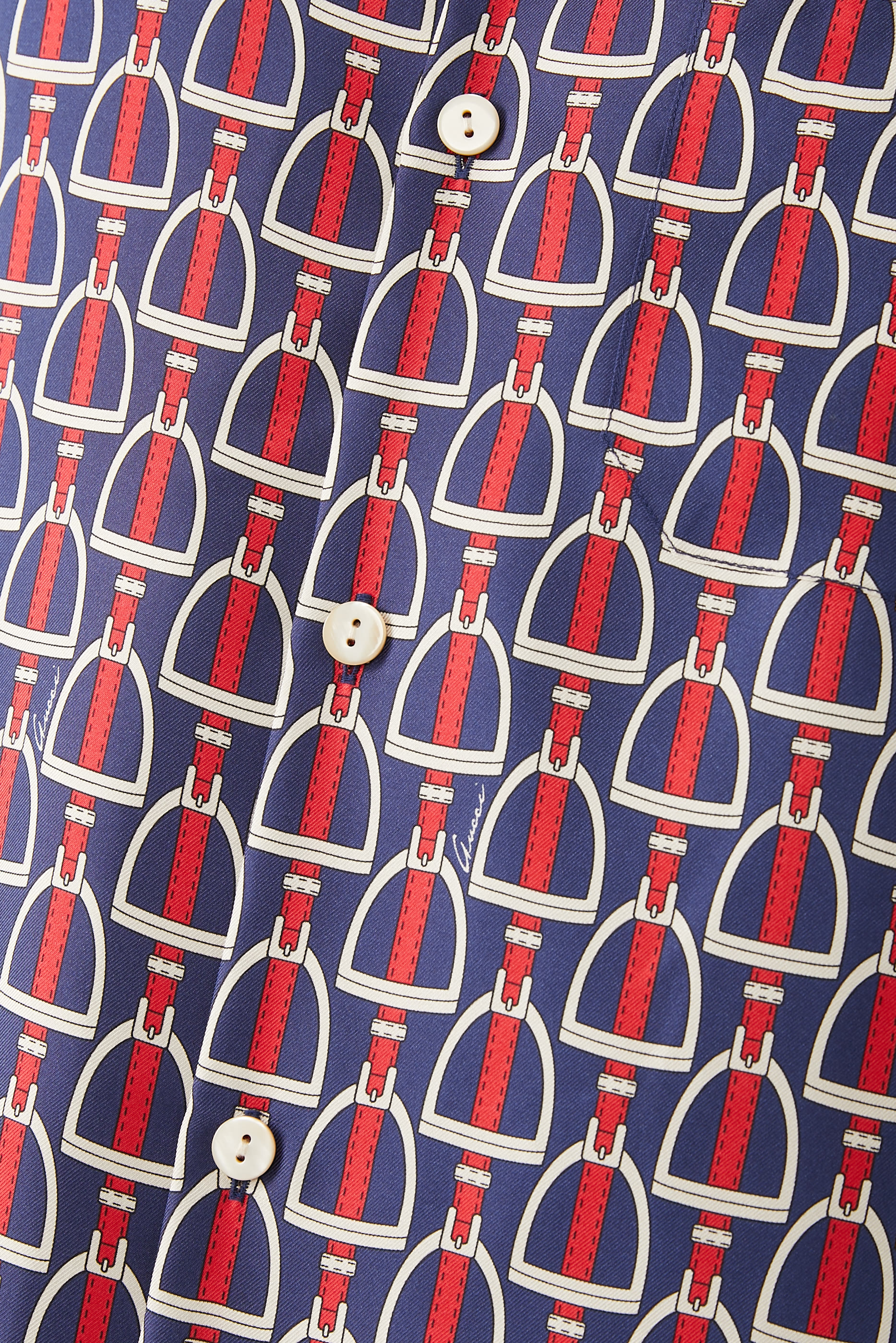 Horsebit Print Silk Shirt