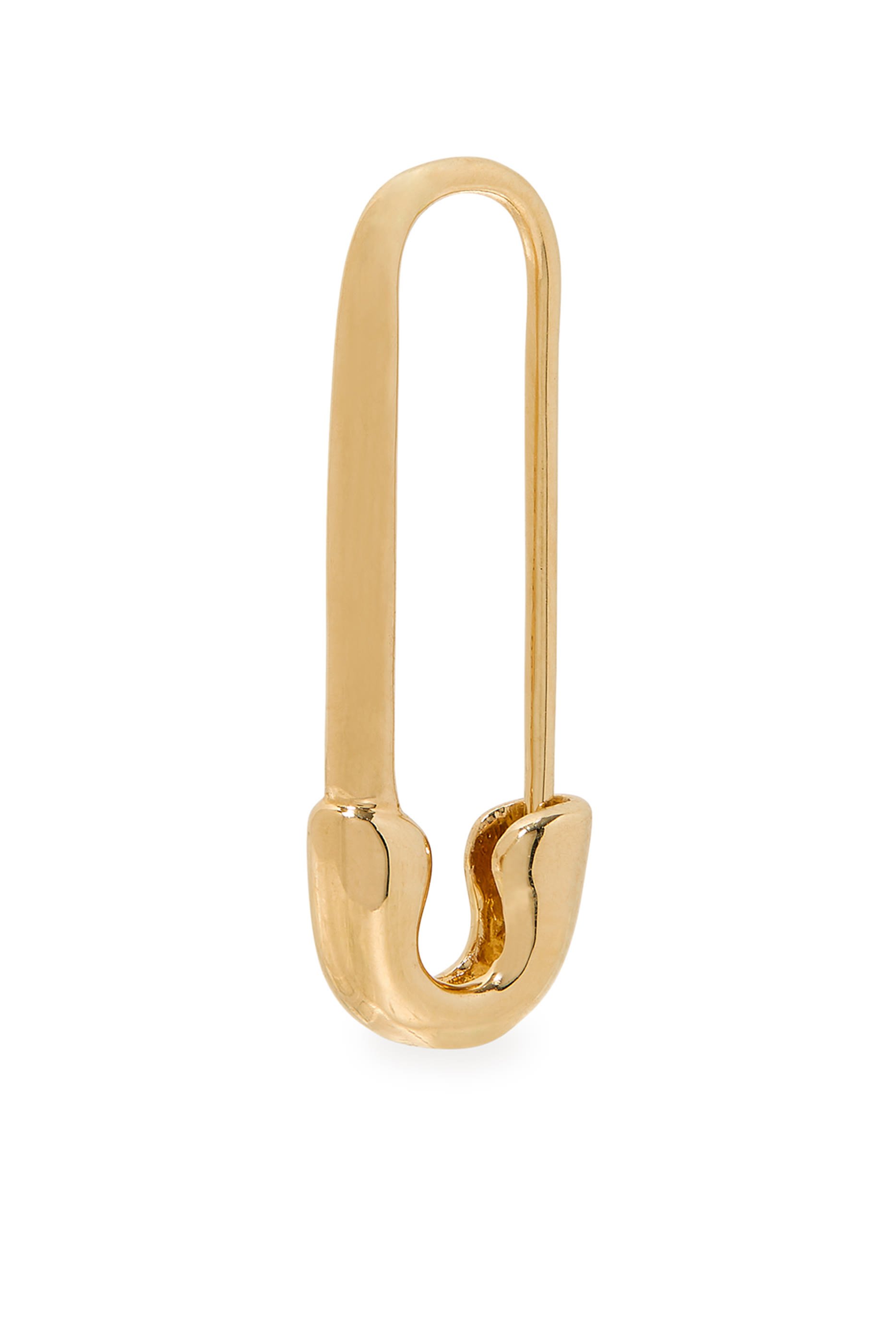 Classic Safety Pin Single Earring Right, 18k Yellow Gold
