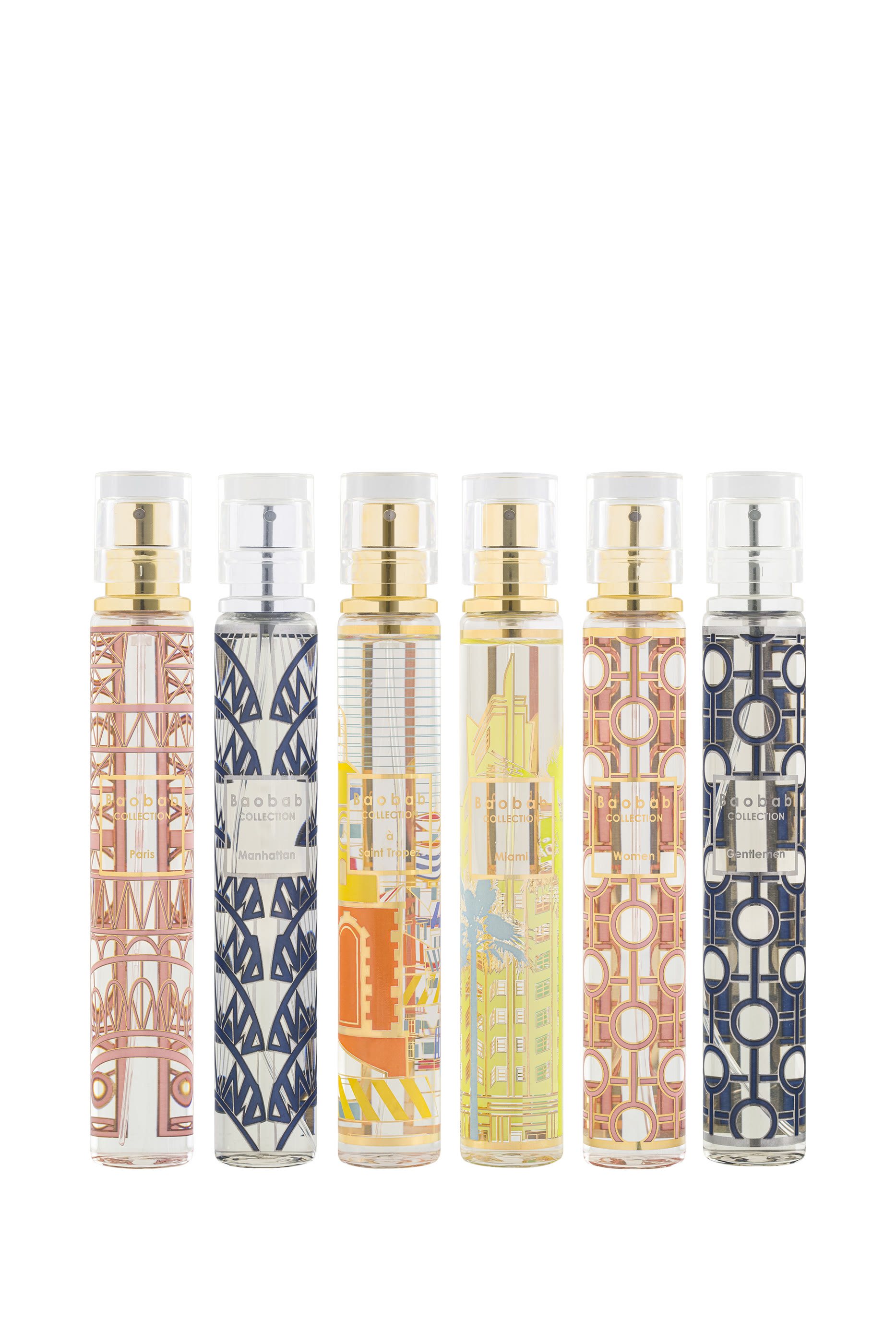 Travel Gift Set - 6 Home Sprays à Saint-Tropez / Miami / Paris / Manhattan / Women / Gentlemen