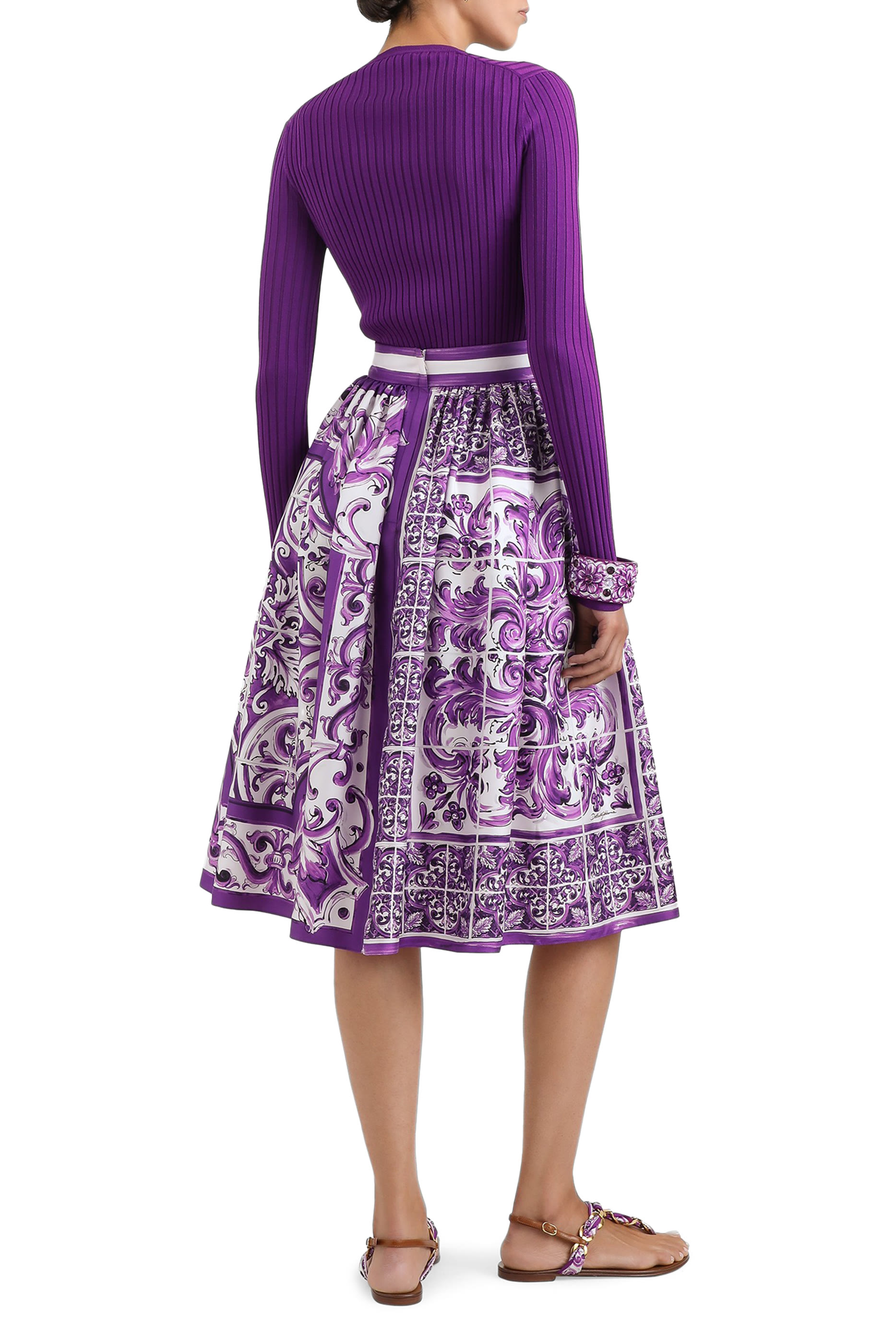 Majolica-Print Twill Skirt