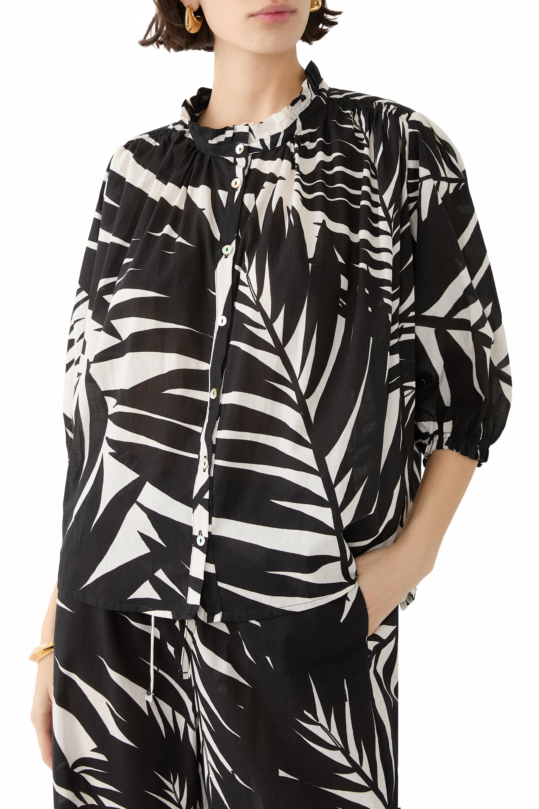 Palm Print Short Sleeves Shirt