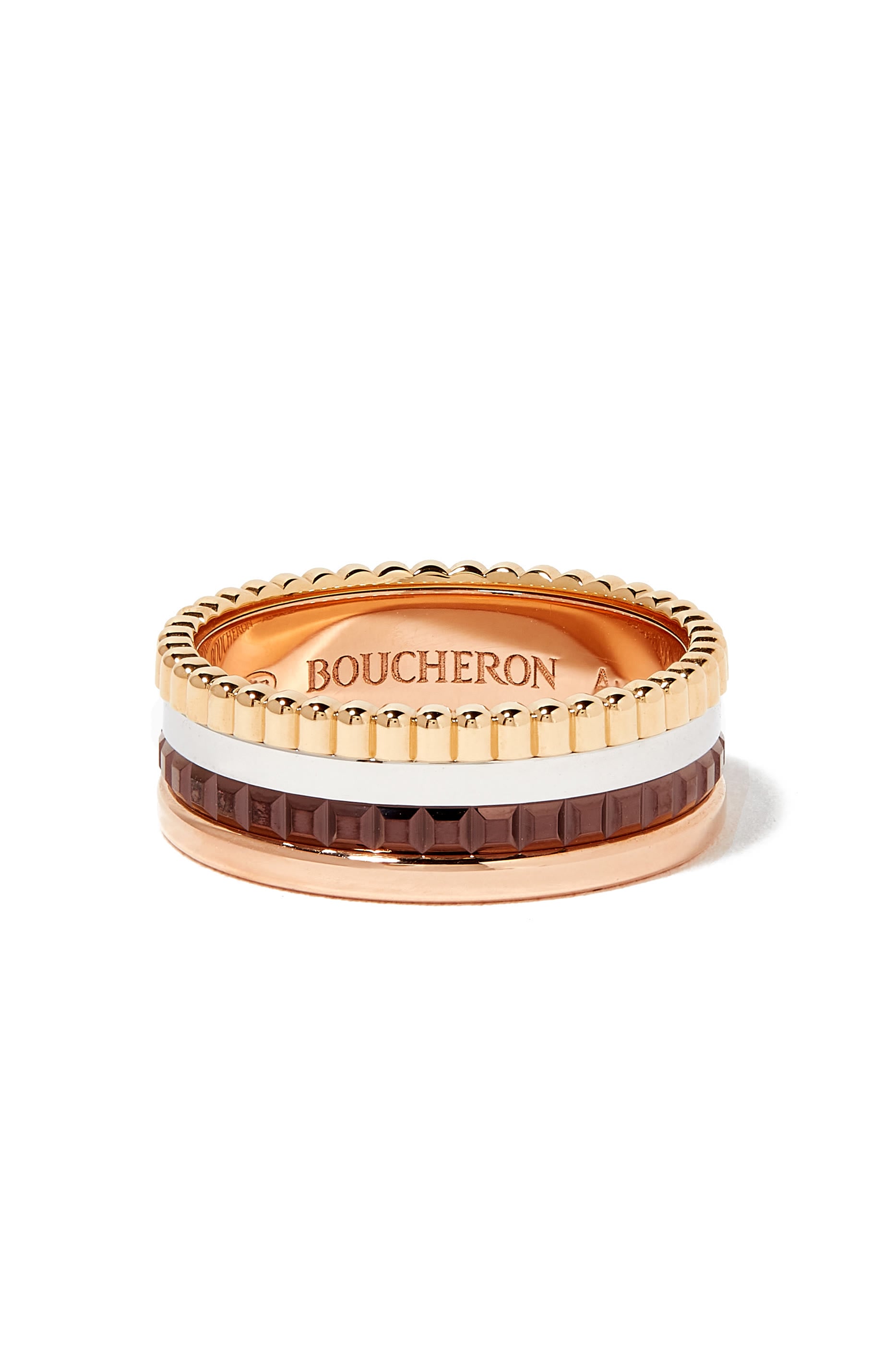Quatre Classique Small Ring, 18k Mix Gold & Brown PVD