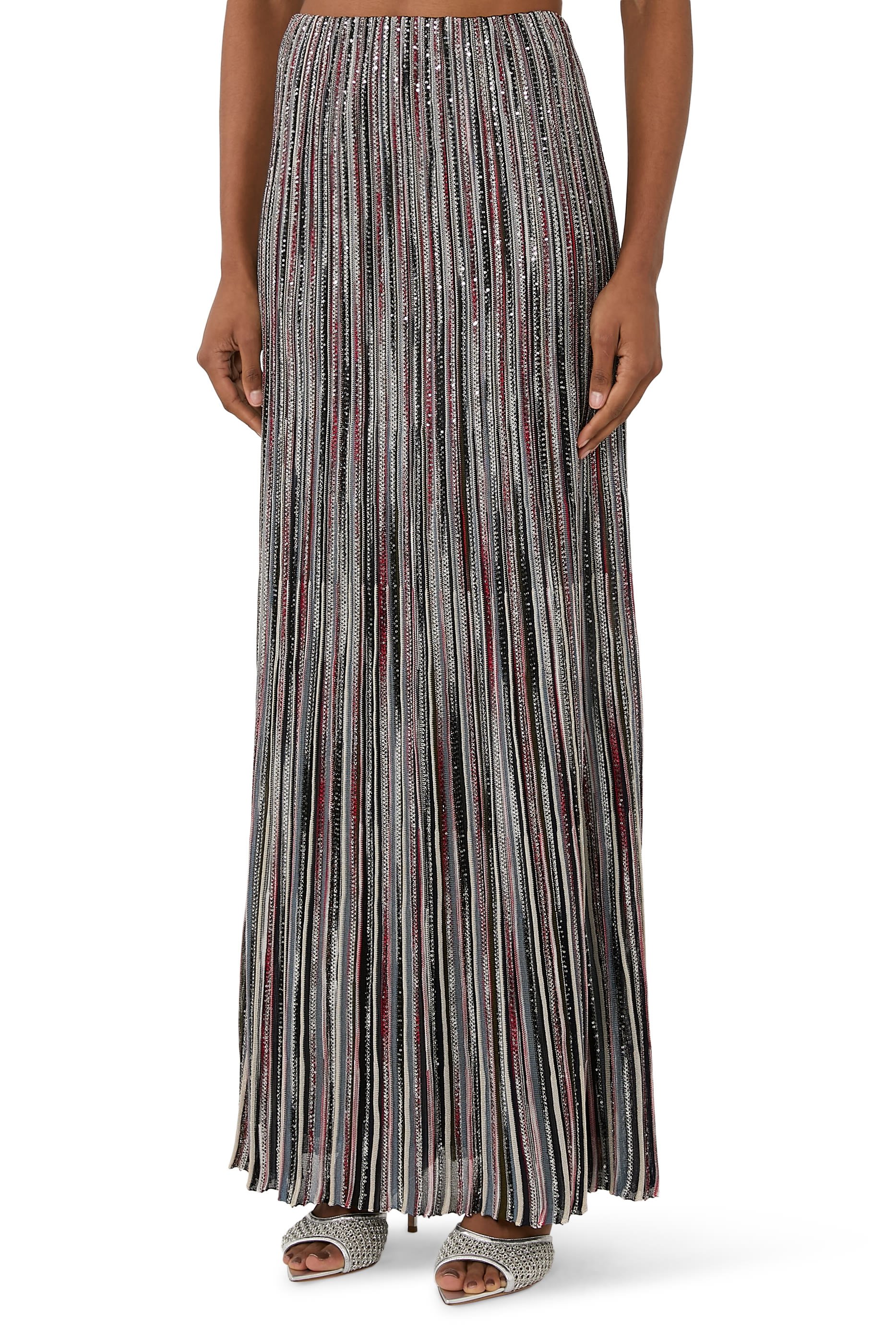 Partialized Knit Lurex Maxi Skirt