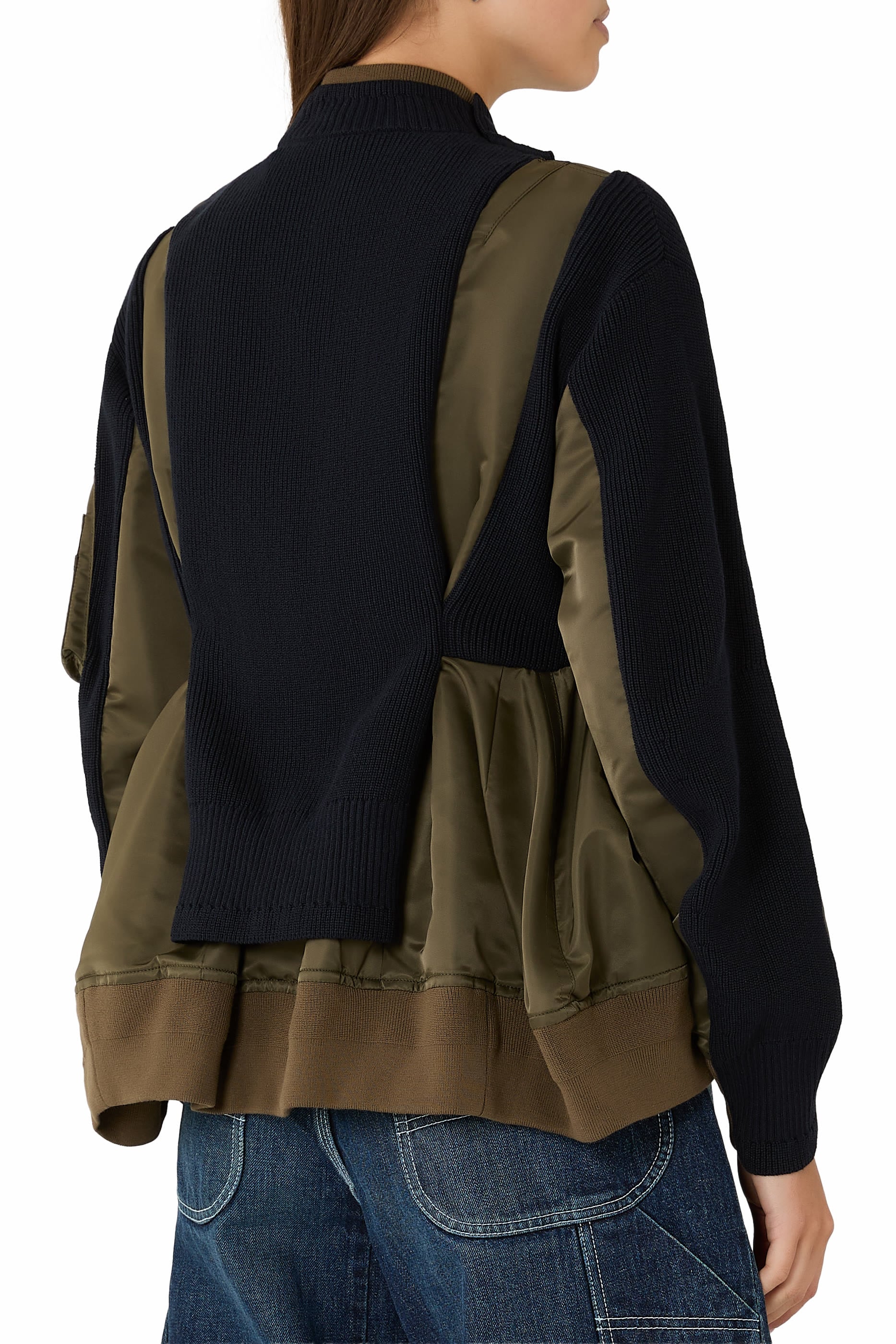 Ribbed Collar Knit Blouson