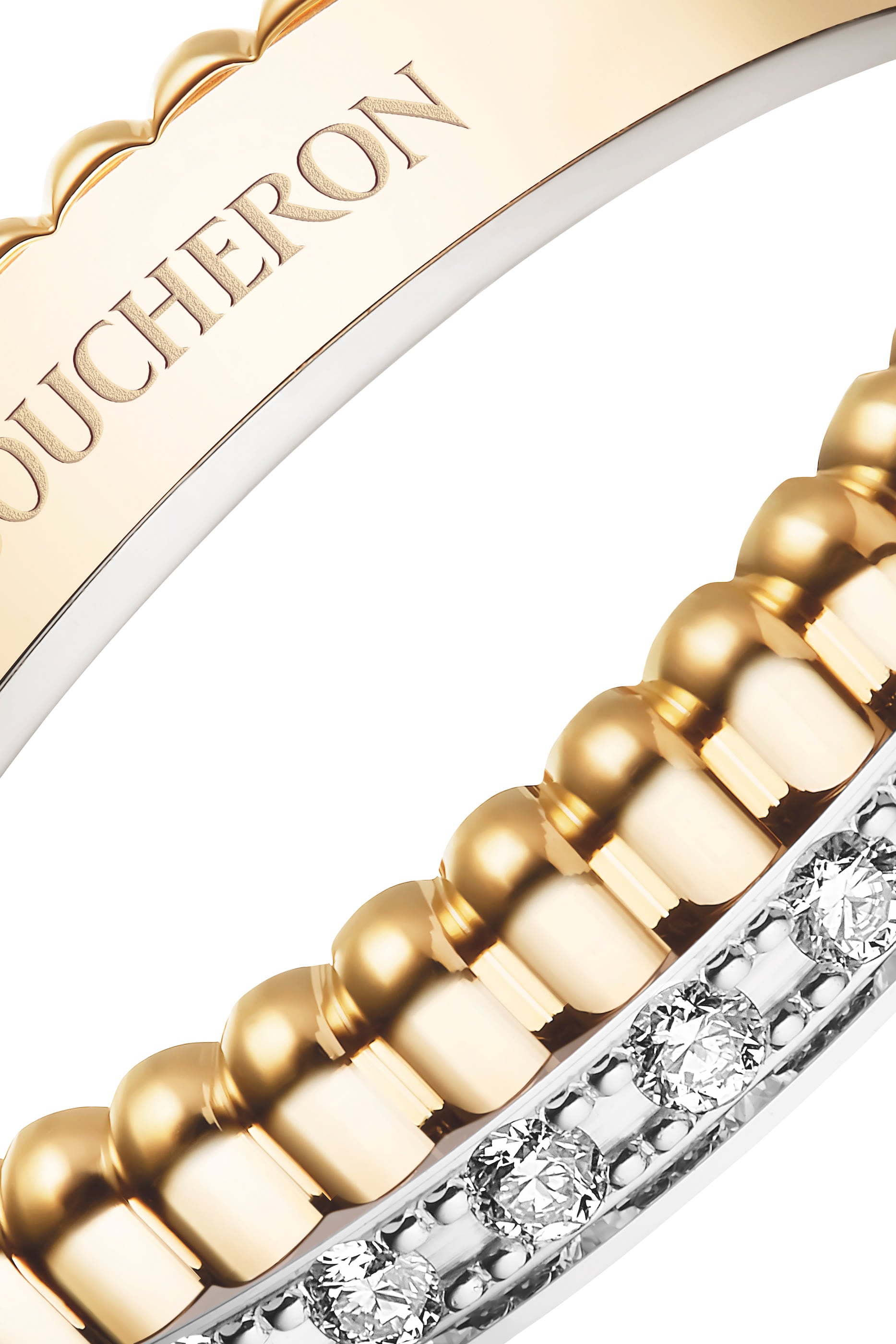 Quatre Radiant Edition Wedding Band,  18k Mixed Gold & Diamonds