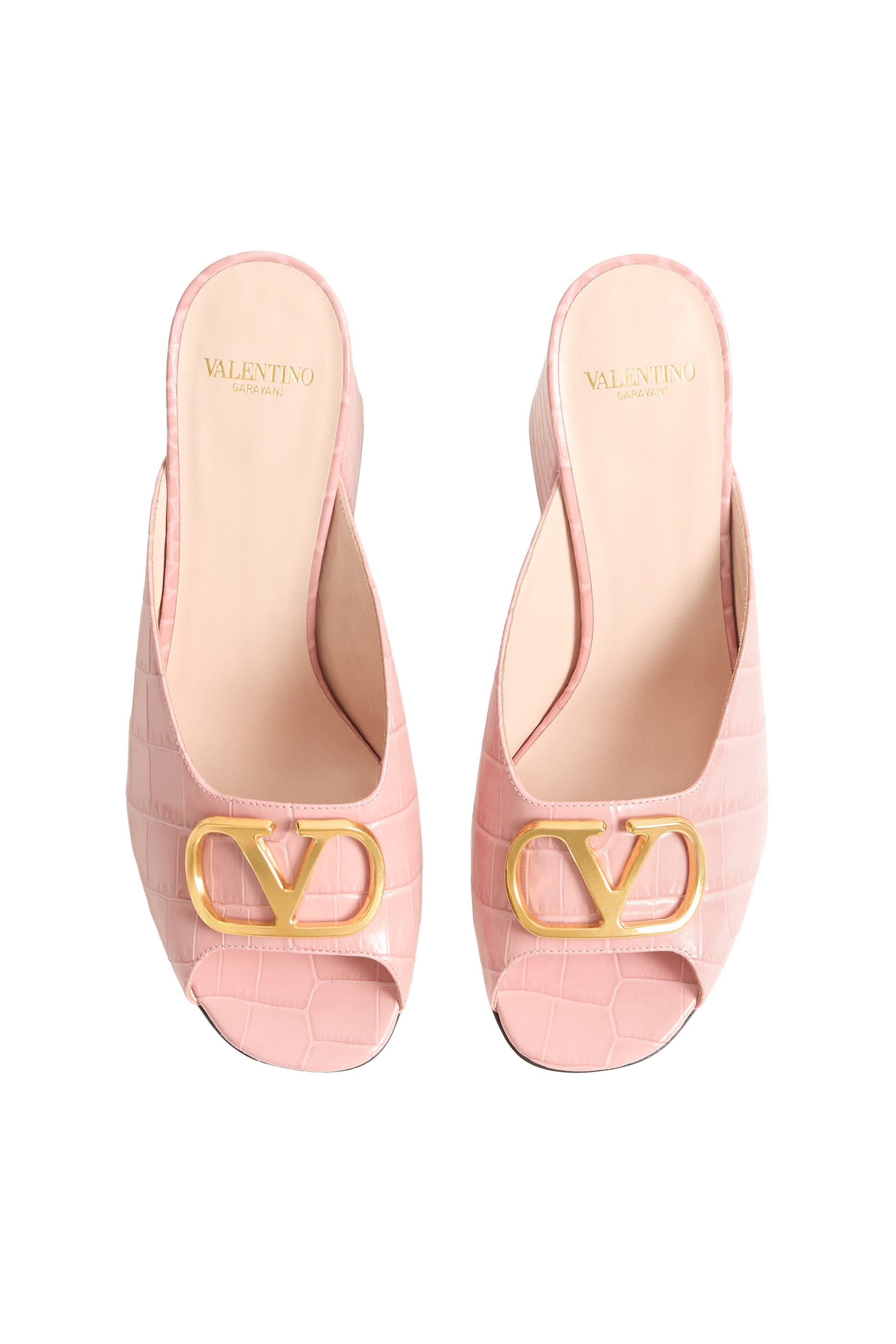 VLogo 95 Signature Slide Sandals in Printed Calfskin