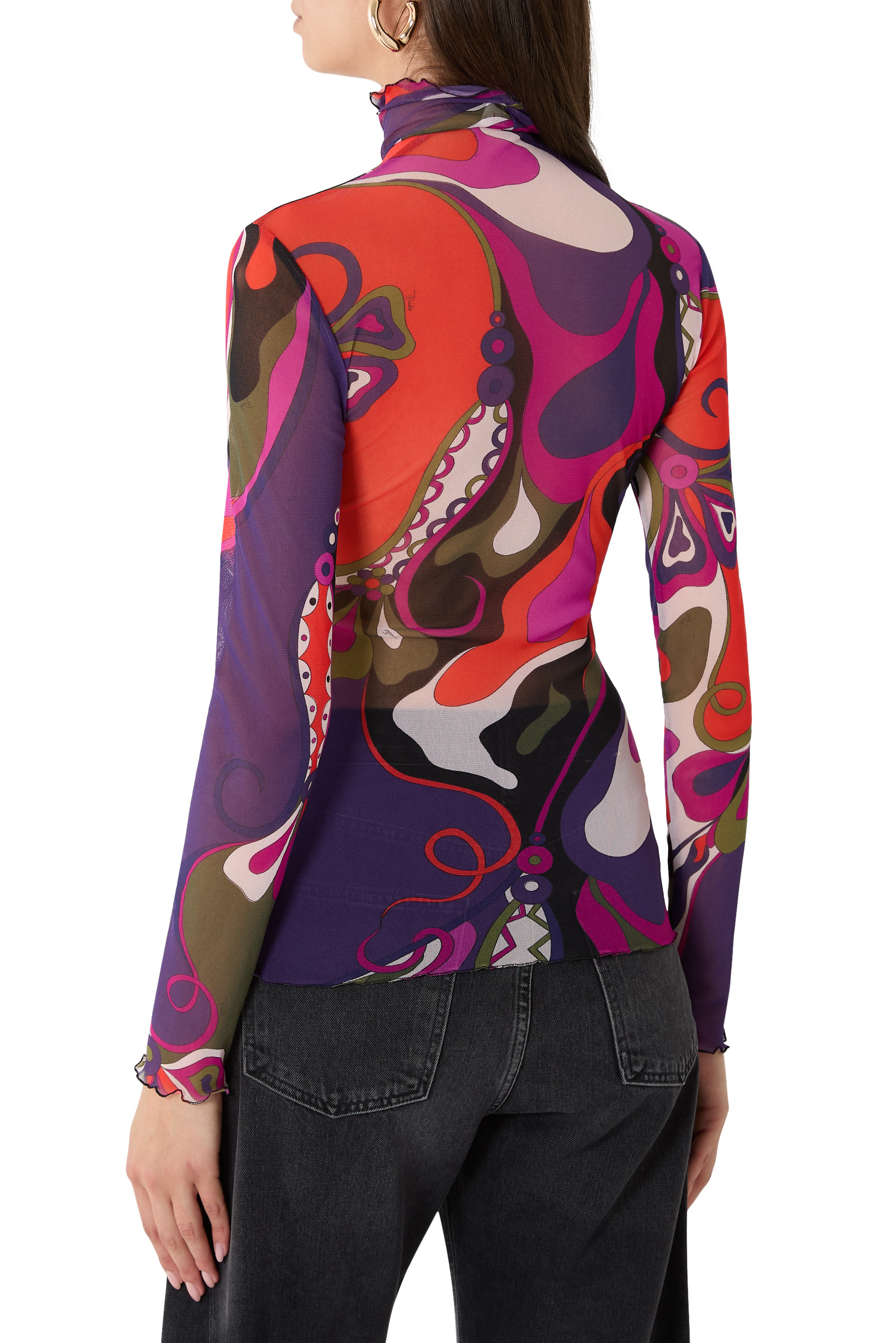 Orchidee Print Tulle Top