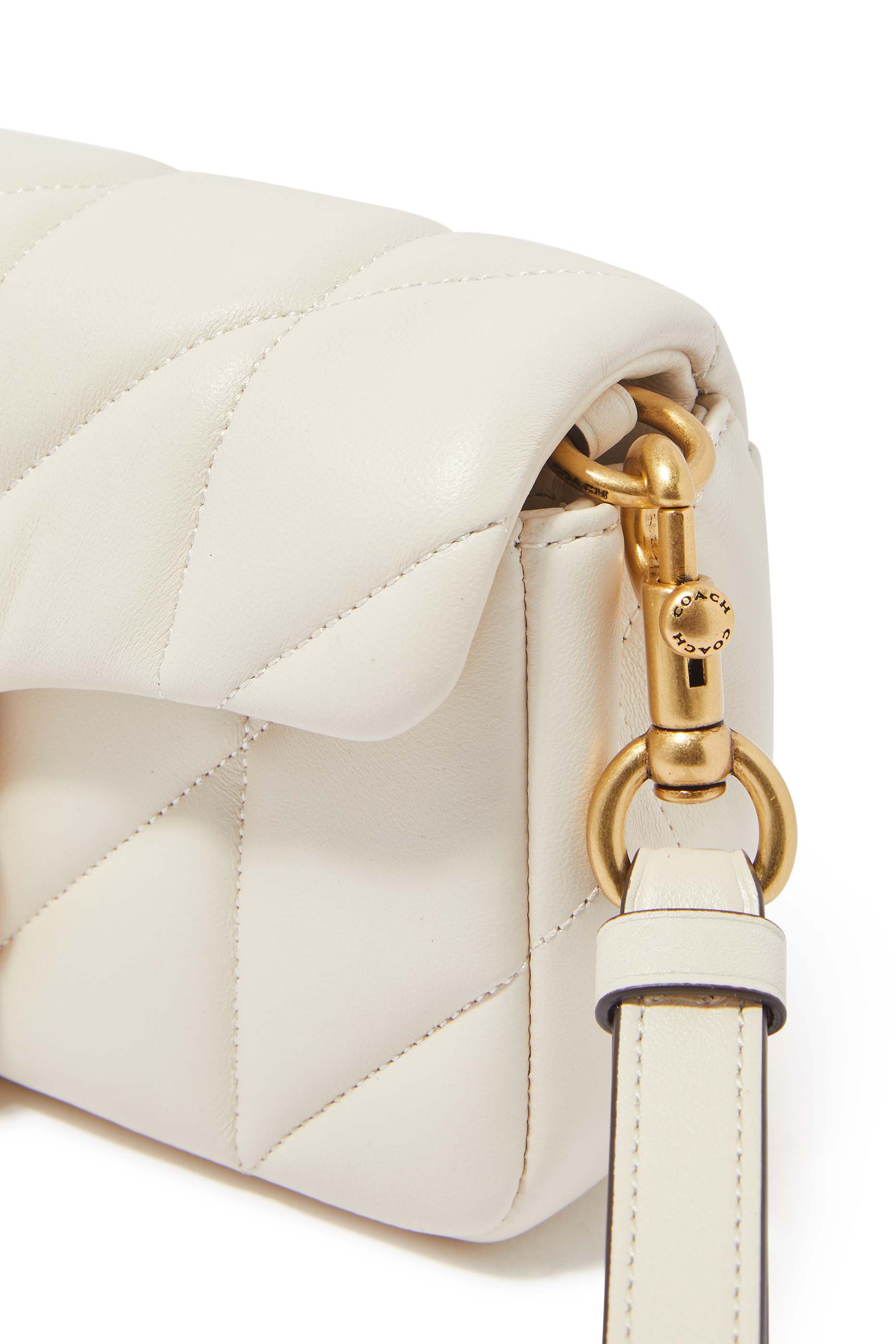 Quilted Pillow Leather Tabby Wristlet With Chain