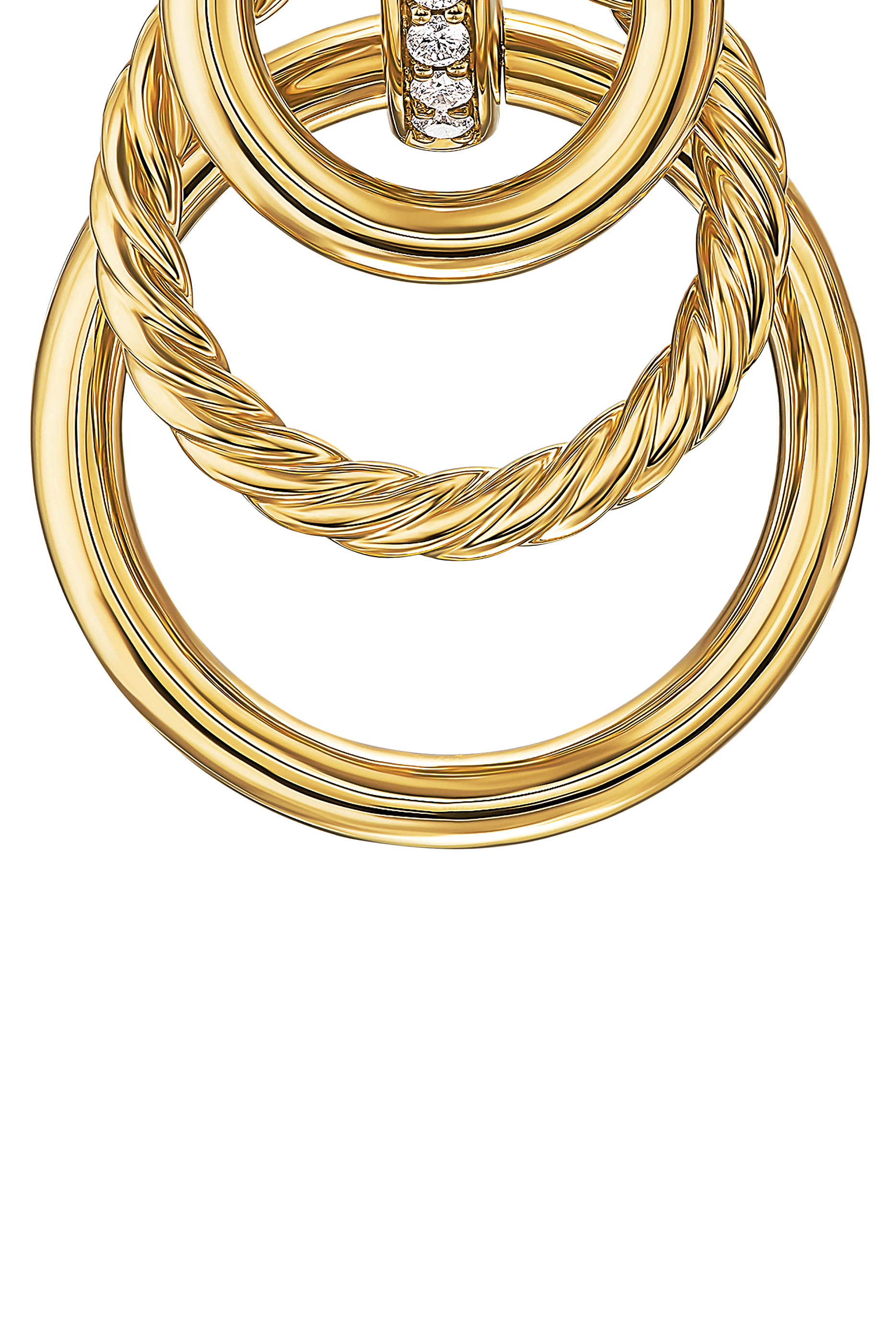 DY Mercer® Triple Ring Drop Earrings, 18k Yellow Gold with Diamonds