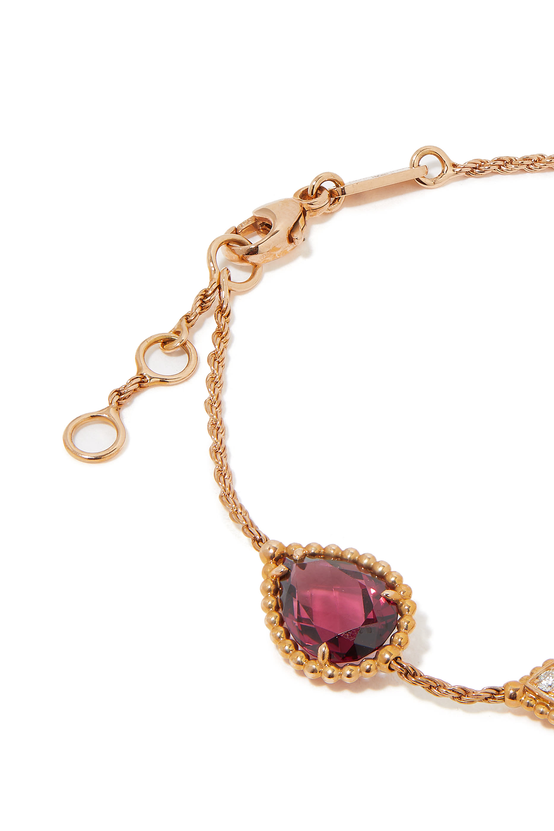 Serpent Boh&egrave;me 18K Rose Gold 5 Motif Rhodolite Garnet and Diamond Bracelet