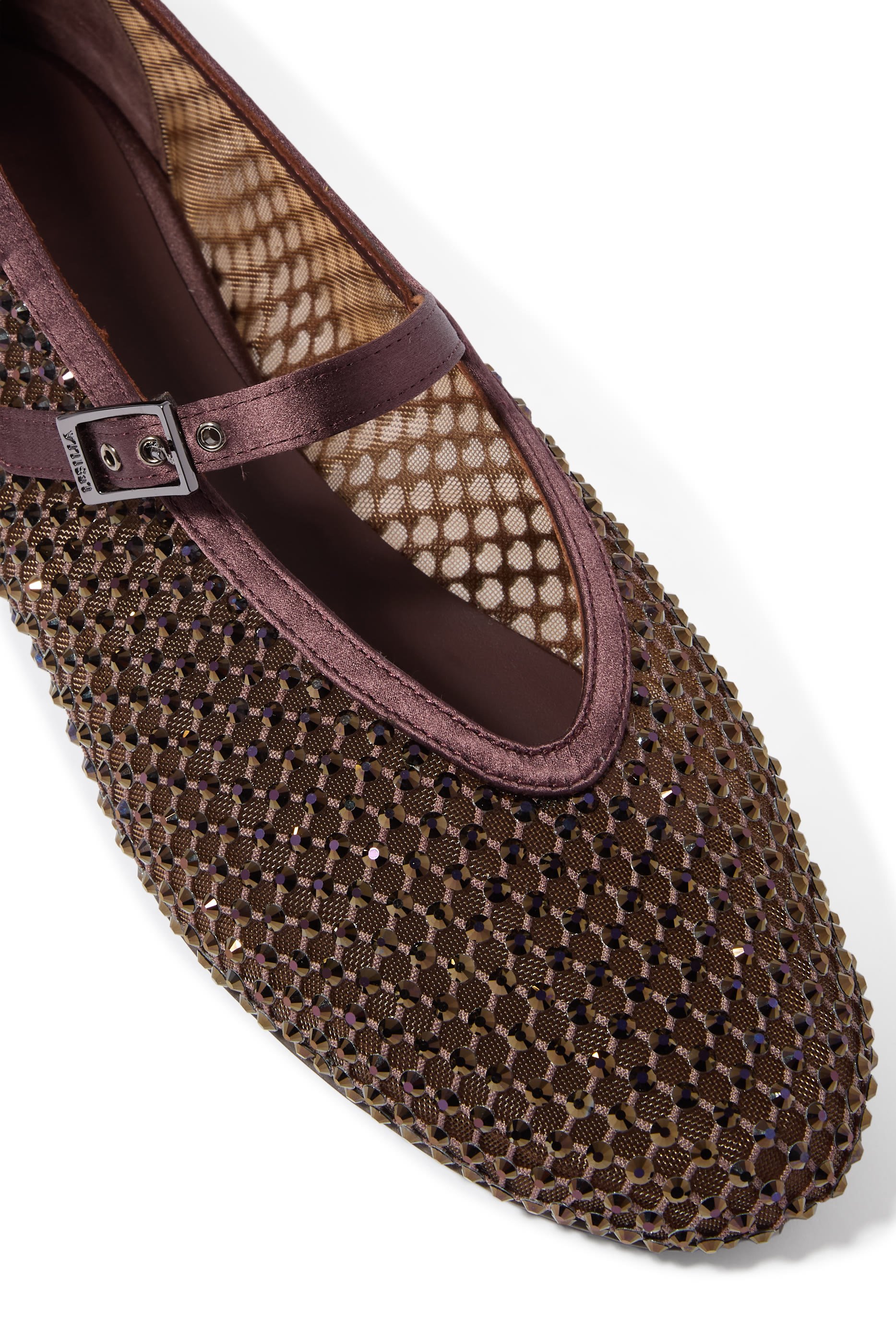  Pewter Fishnet Ballet Flat with Crystals