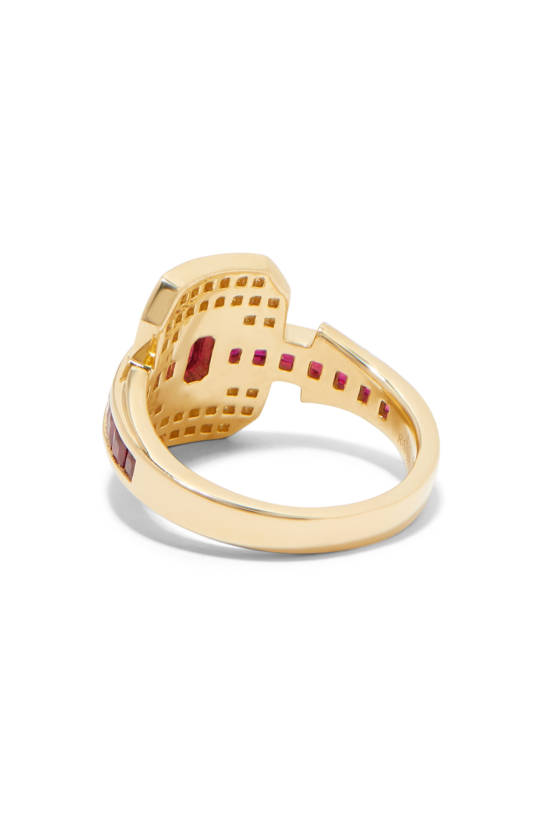 Shield Ring, 18K Yellow Gold with Diamond & Ruby