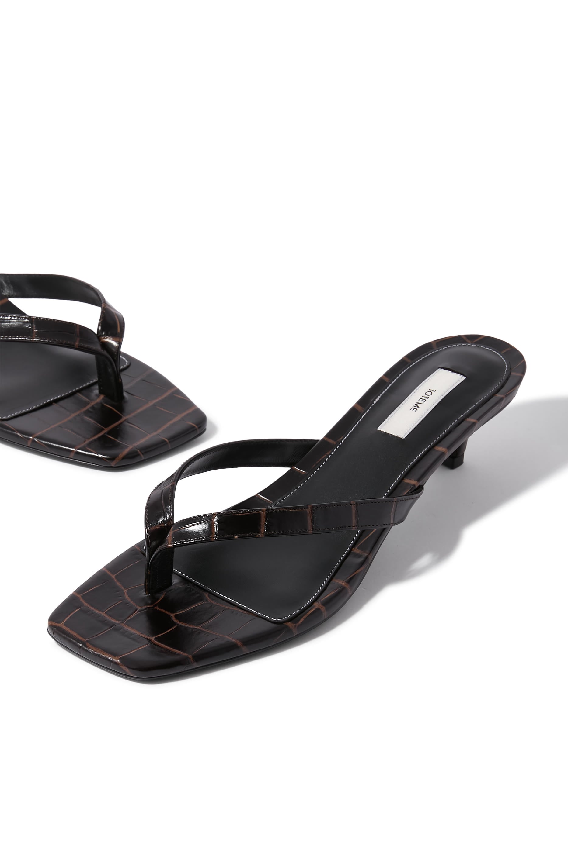 Croc-Embossed 35 Heeled Flip Flops
