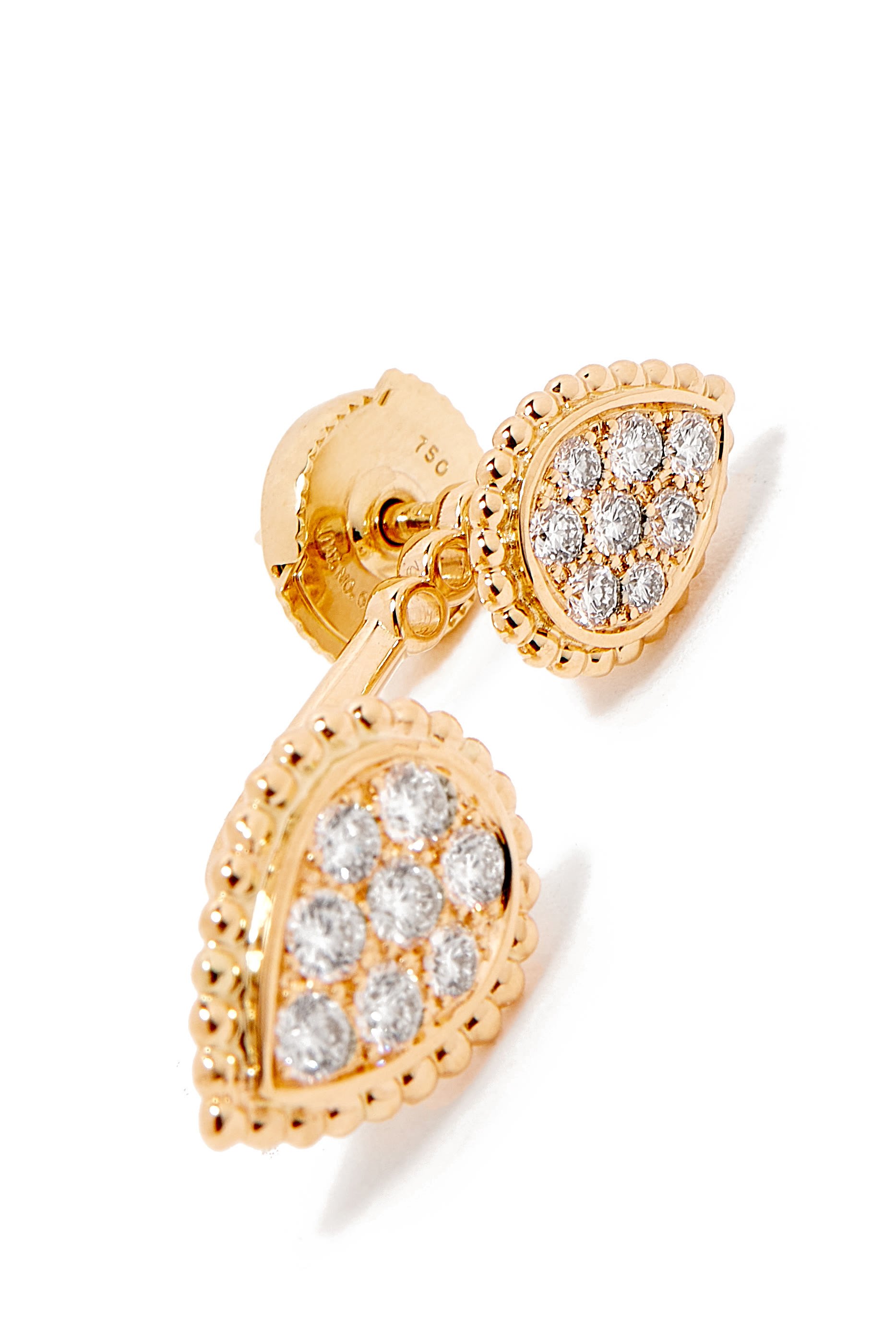 Serpent Boh&egrave;me Double Motif Single Stud Earring, 18k Yellow Gold & Diamonds