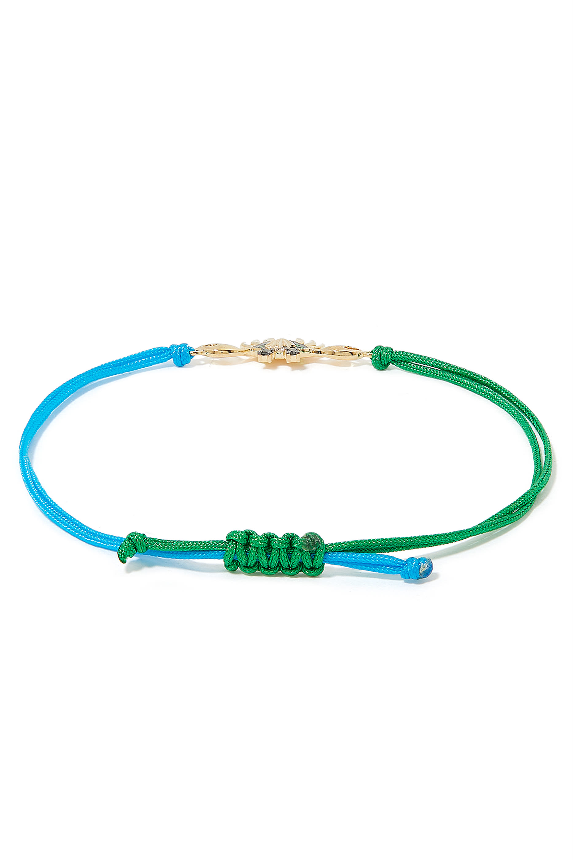 Crab Thread Bracelet, 9k Yellow Gold with Diamond & Tsavorite