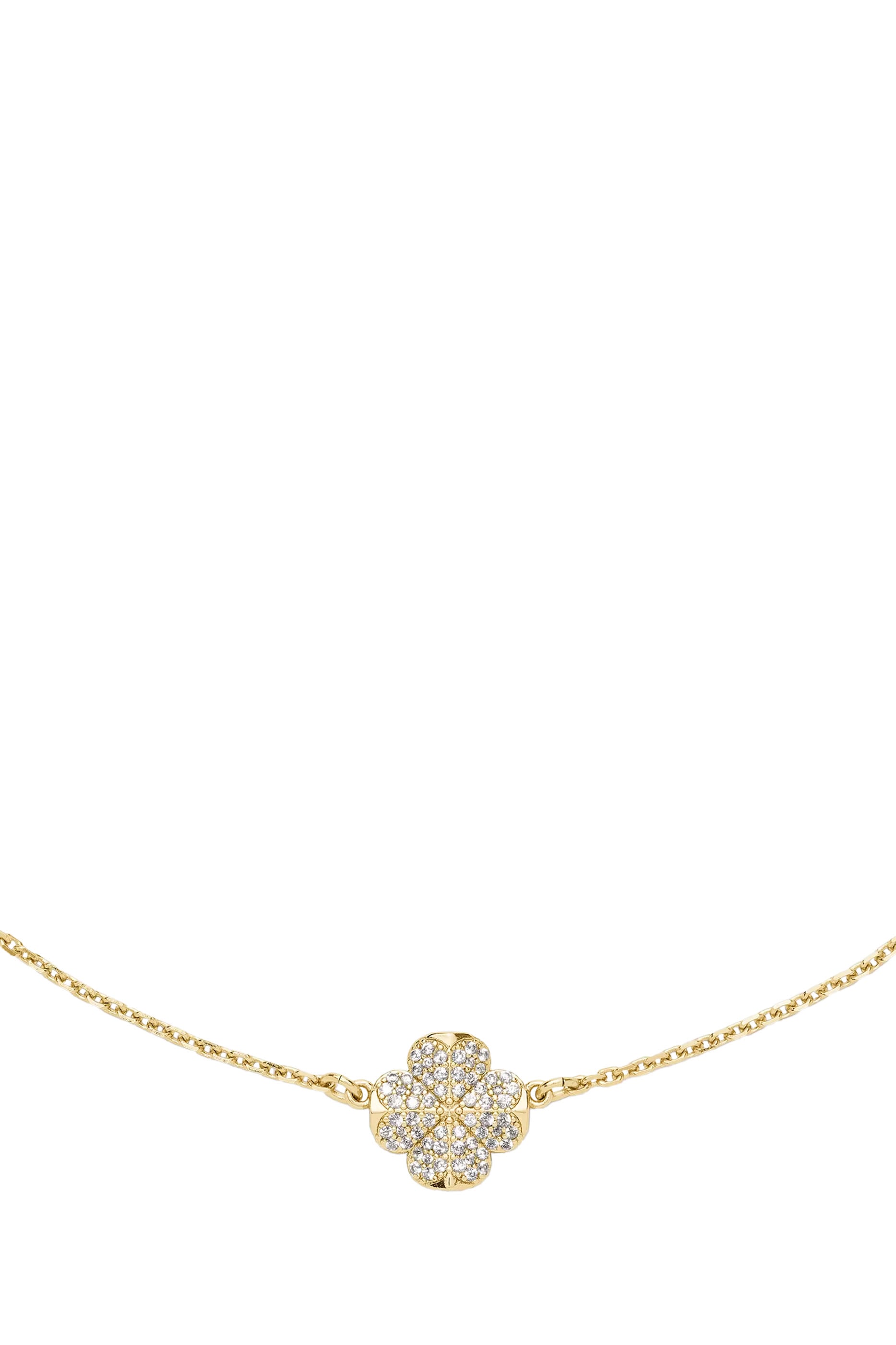 Spade Flower Pave Scatter Necklace, Cubic Zirconia