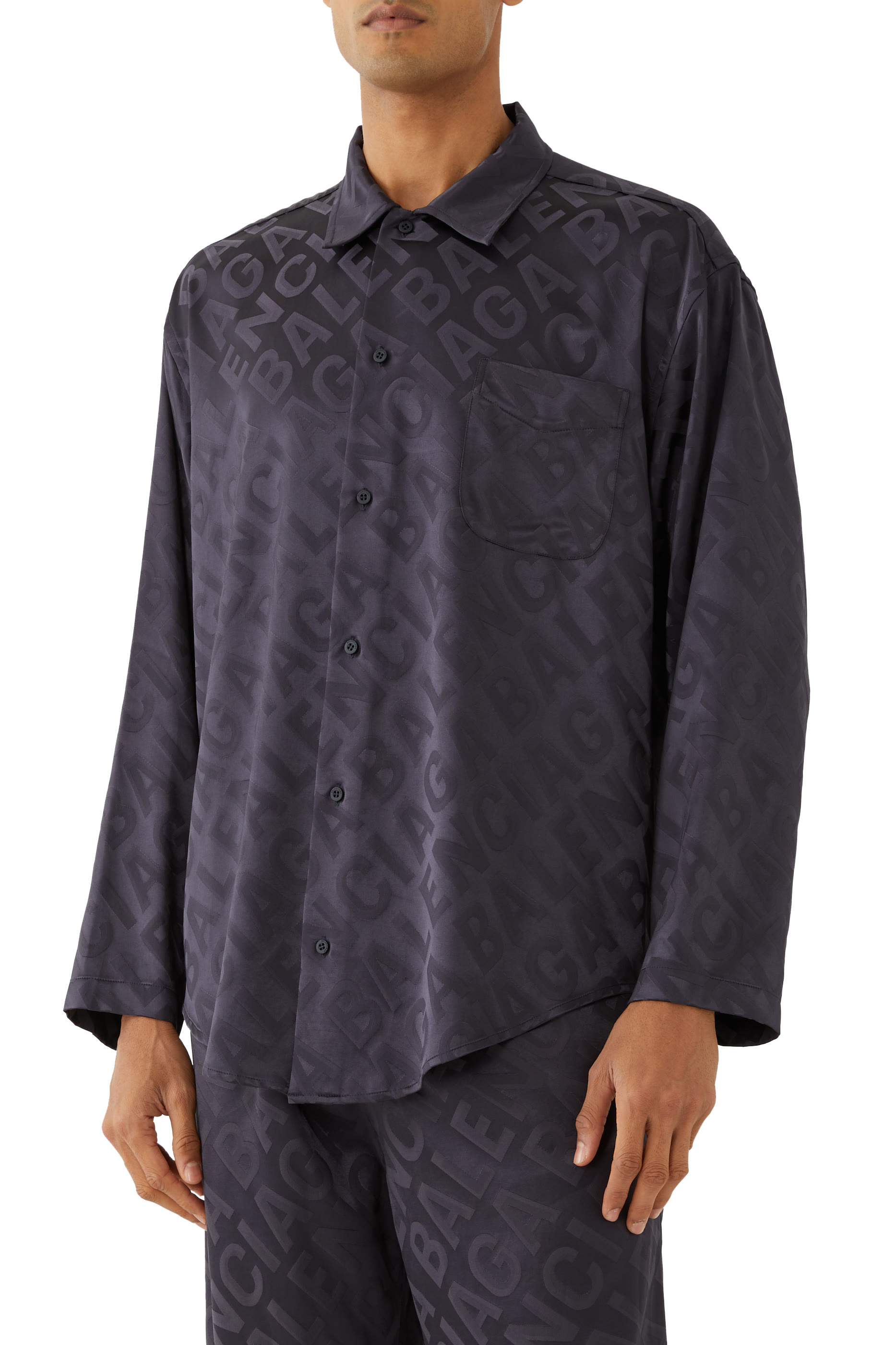 All-Over Logo Satin Shirt