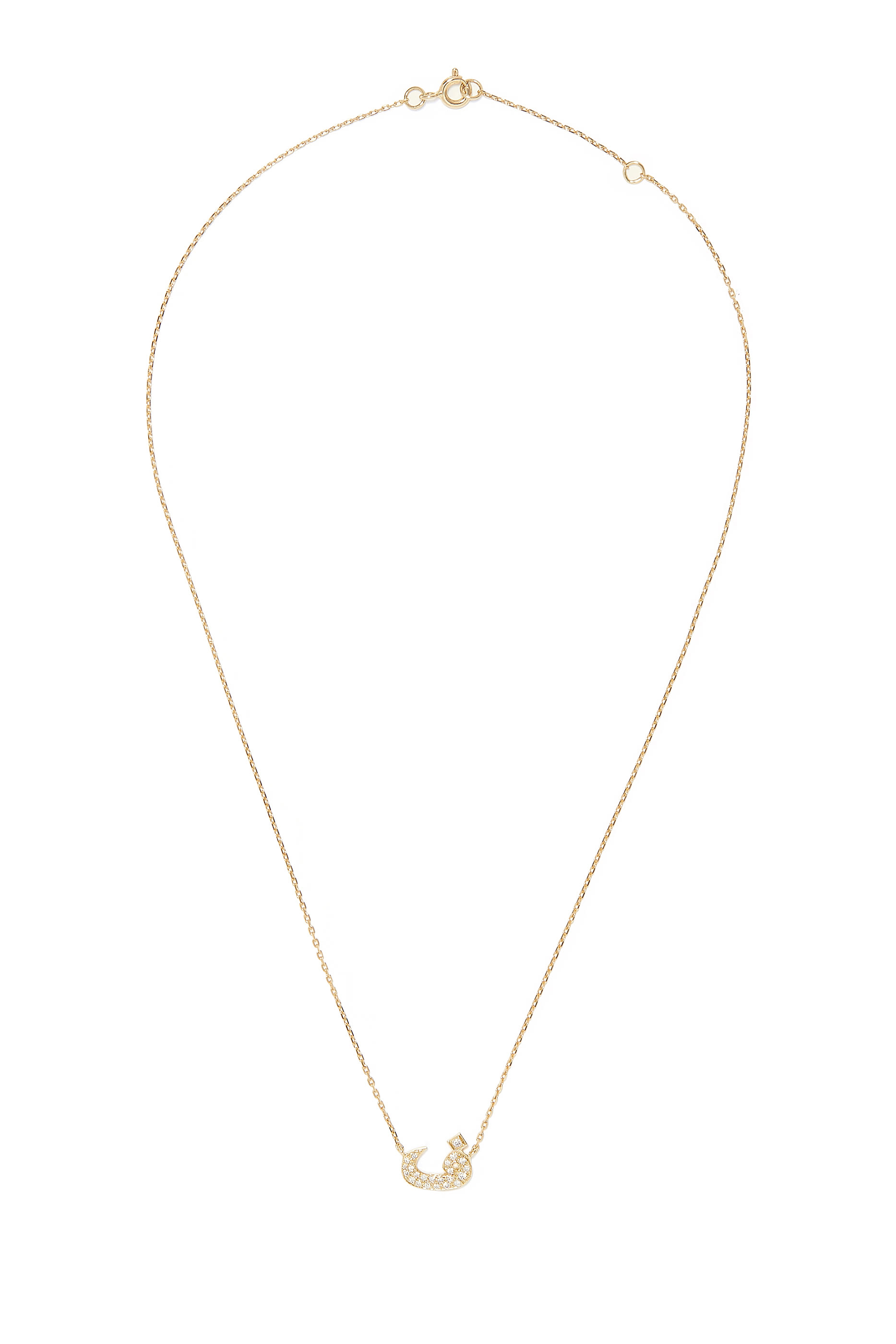 Oula XS Letter F Necklace, 18k Yellow Gold with Diamonds
