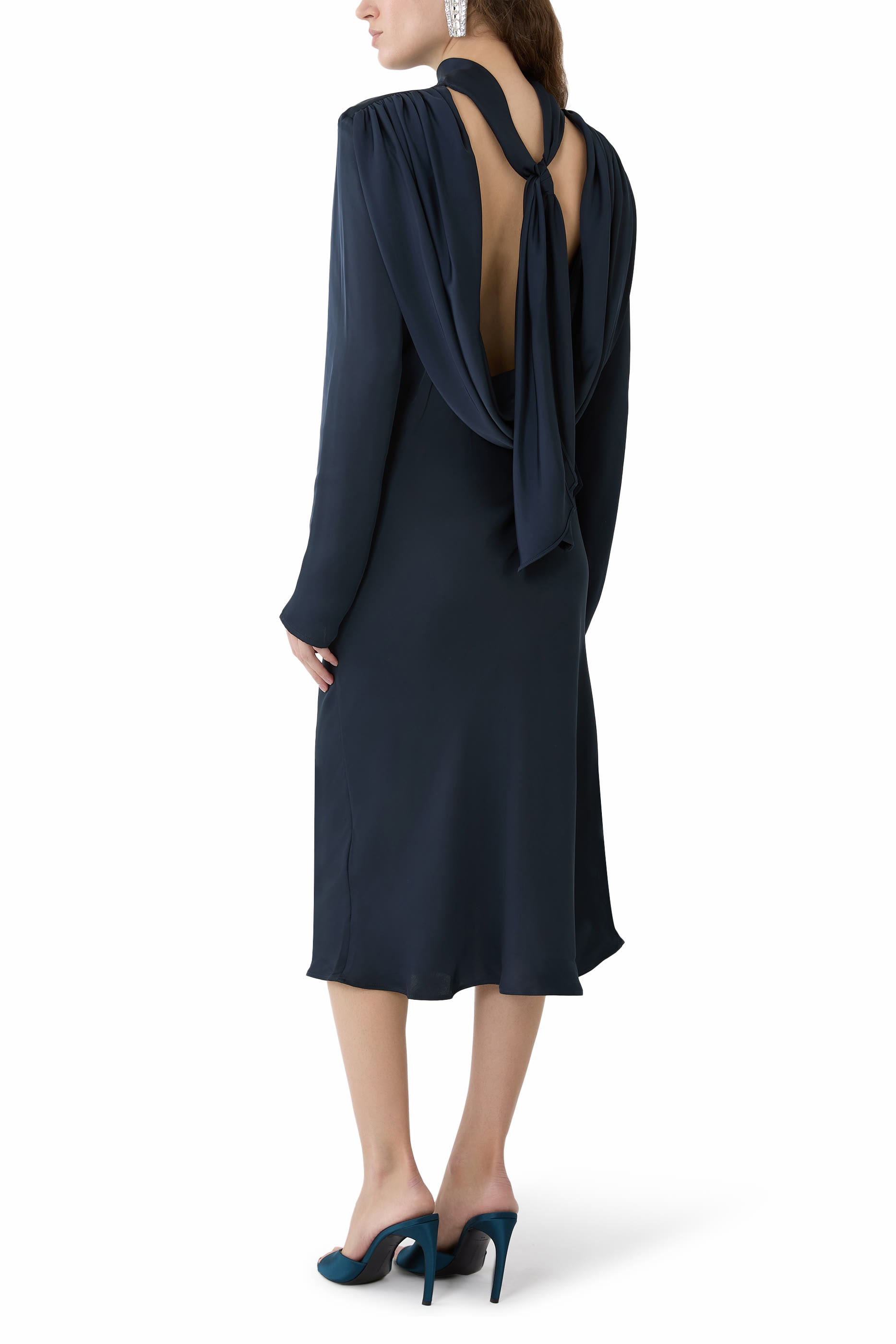 Satin Midi Drapy Dress 