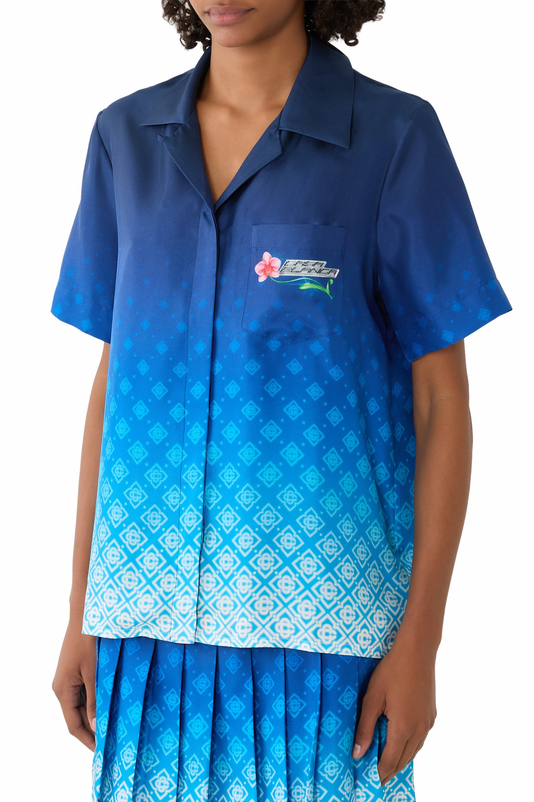 Orchid Monogram Silk Shirt 