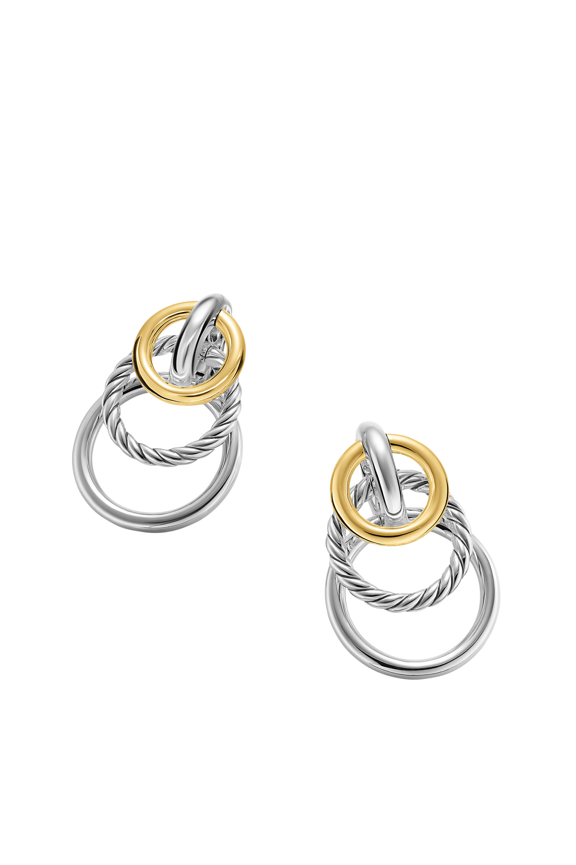 DY Mercer® Triple Ring Drop Earrings, Sterling Silver & 18k Yellow Gold