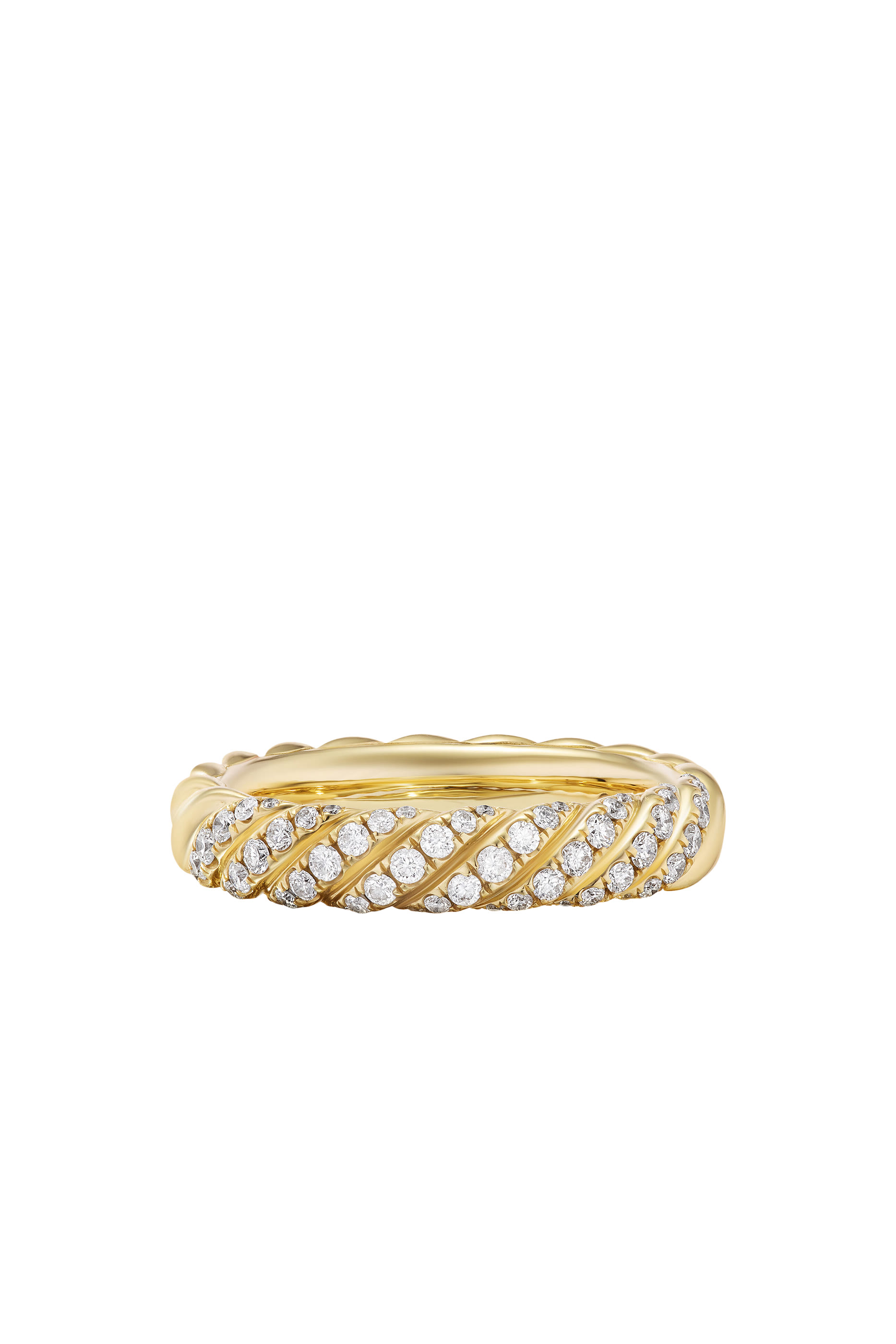 Sculpted Cable Ring, 18k Yellow Gold & Diamonds
