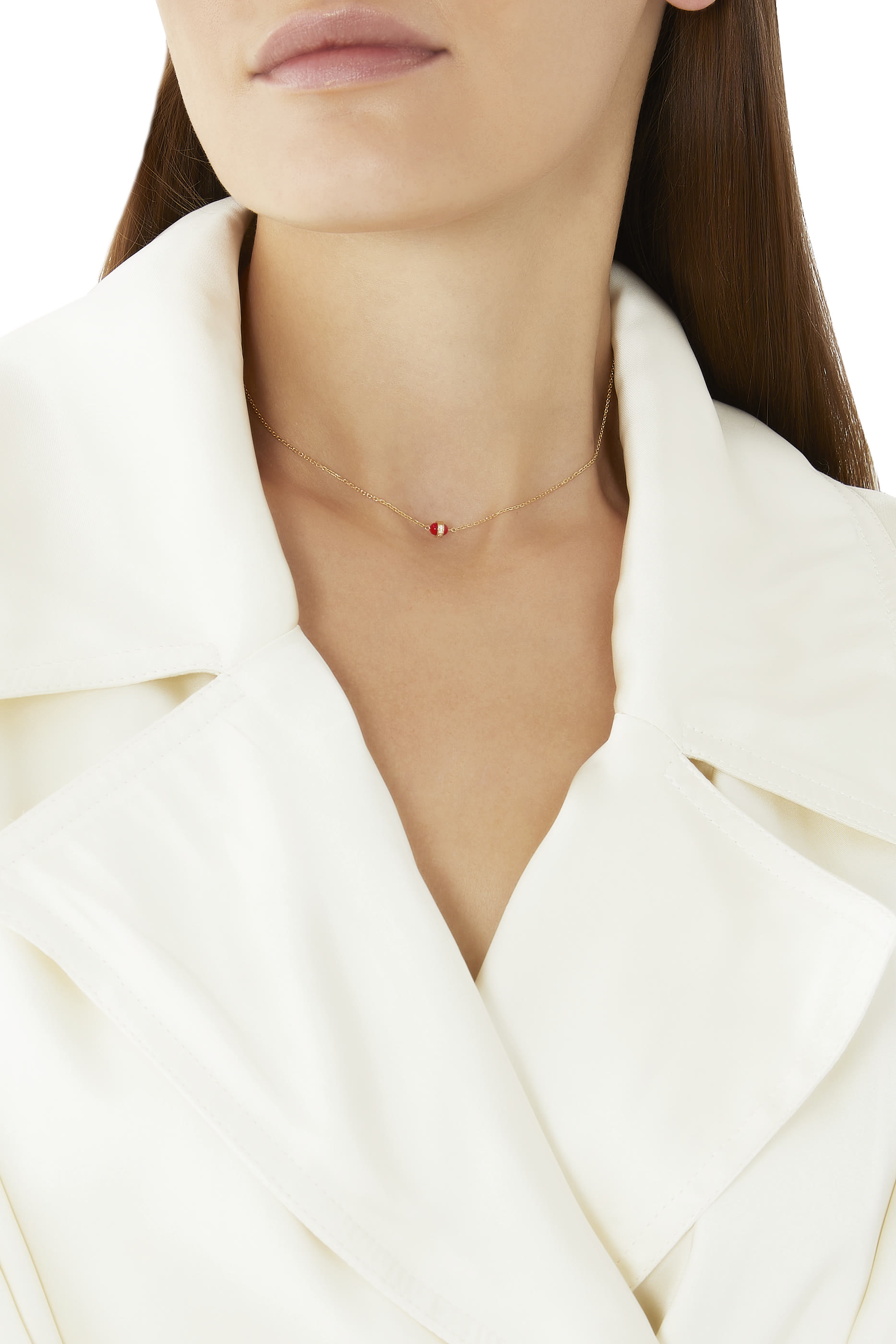 The Single Rubidium Necklace, 18k Yellow Gold & Diamonds