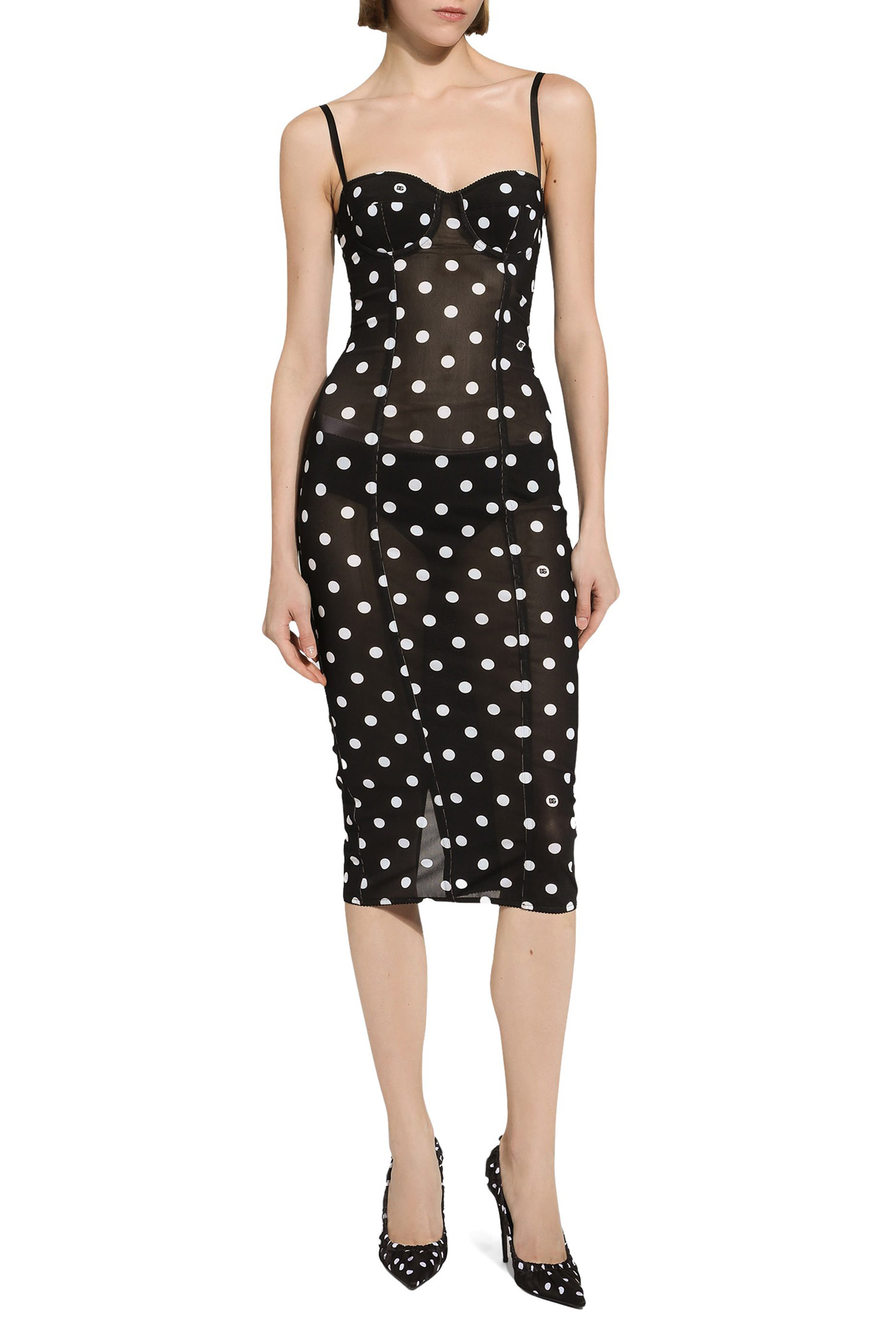 Polka-Dot Marquisette Sheath Dress