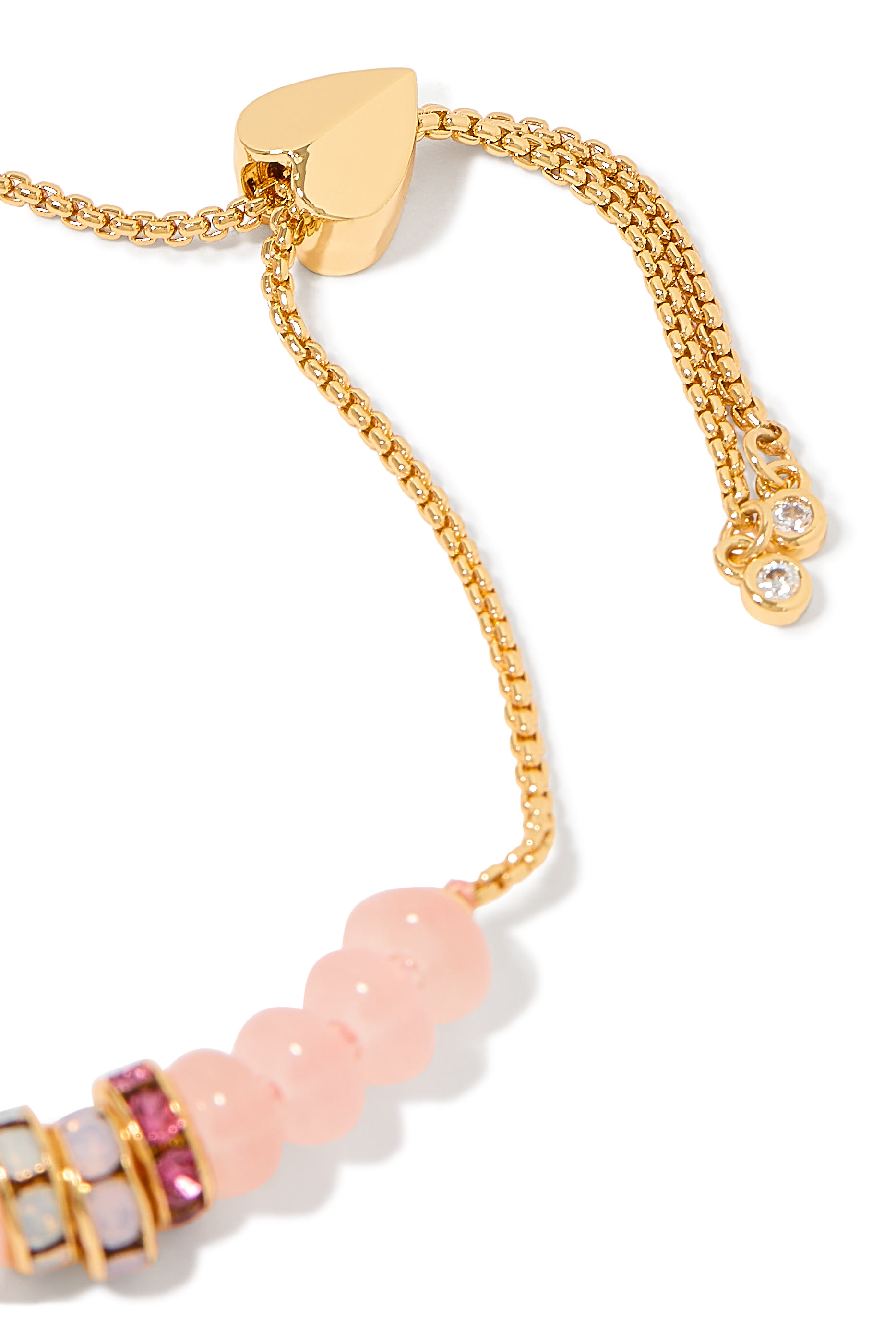 Beaded Bracelet, Plated Metal & Cubic Zirconia, Czech Stone, Seed Bead, Glass Stone, Thread