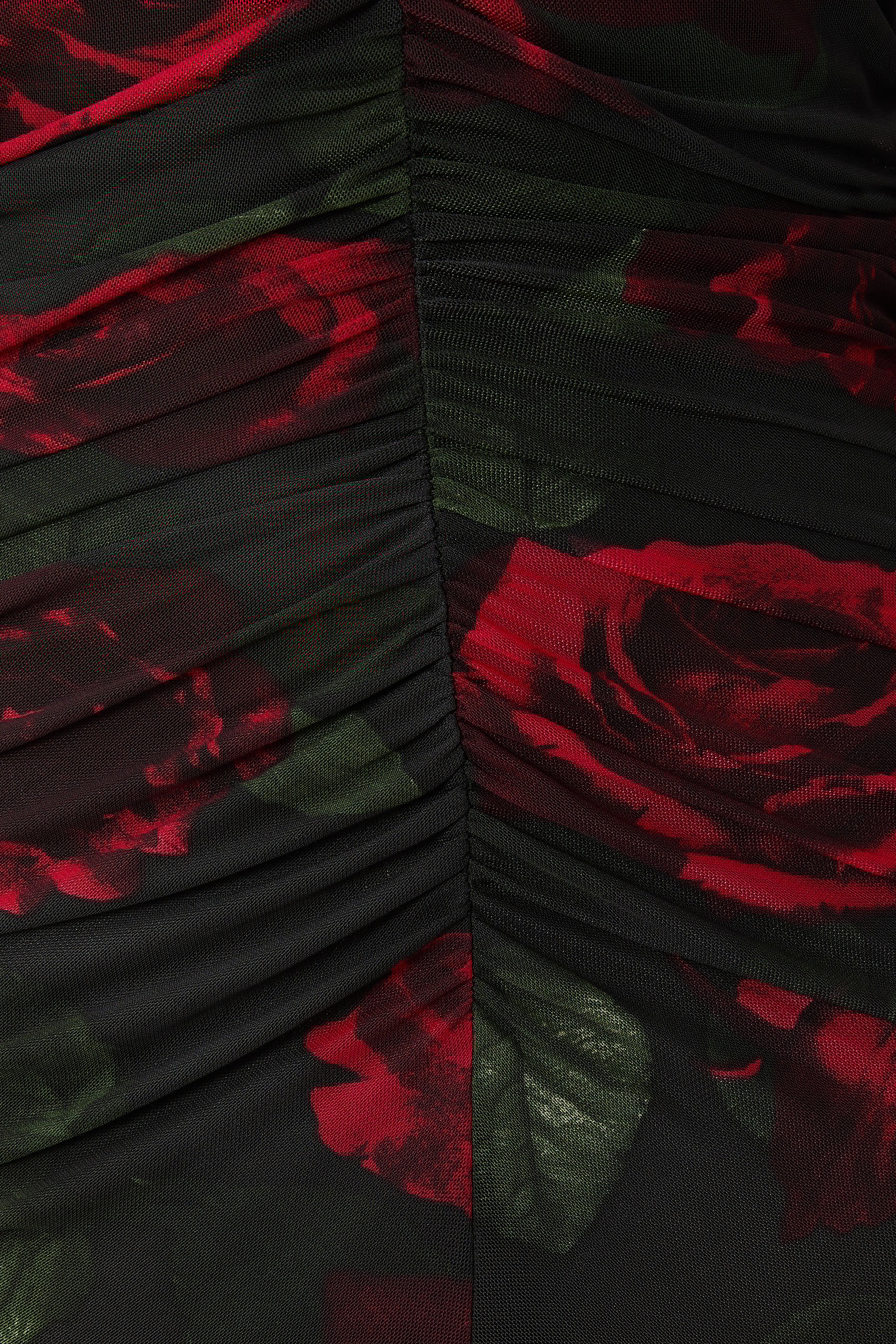 Mesh Ruched Maxi Dress