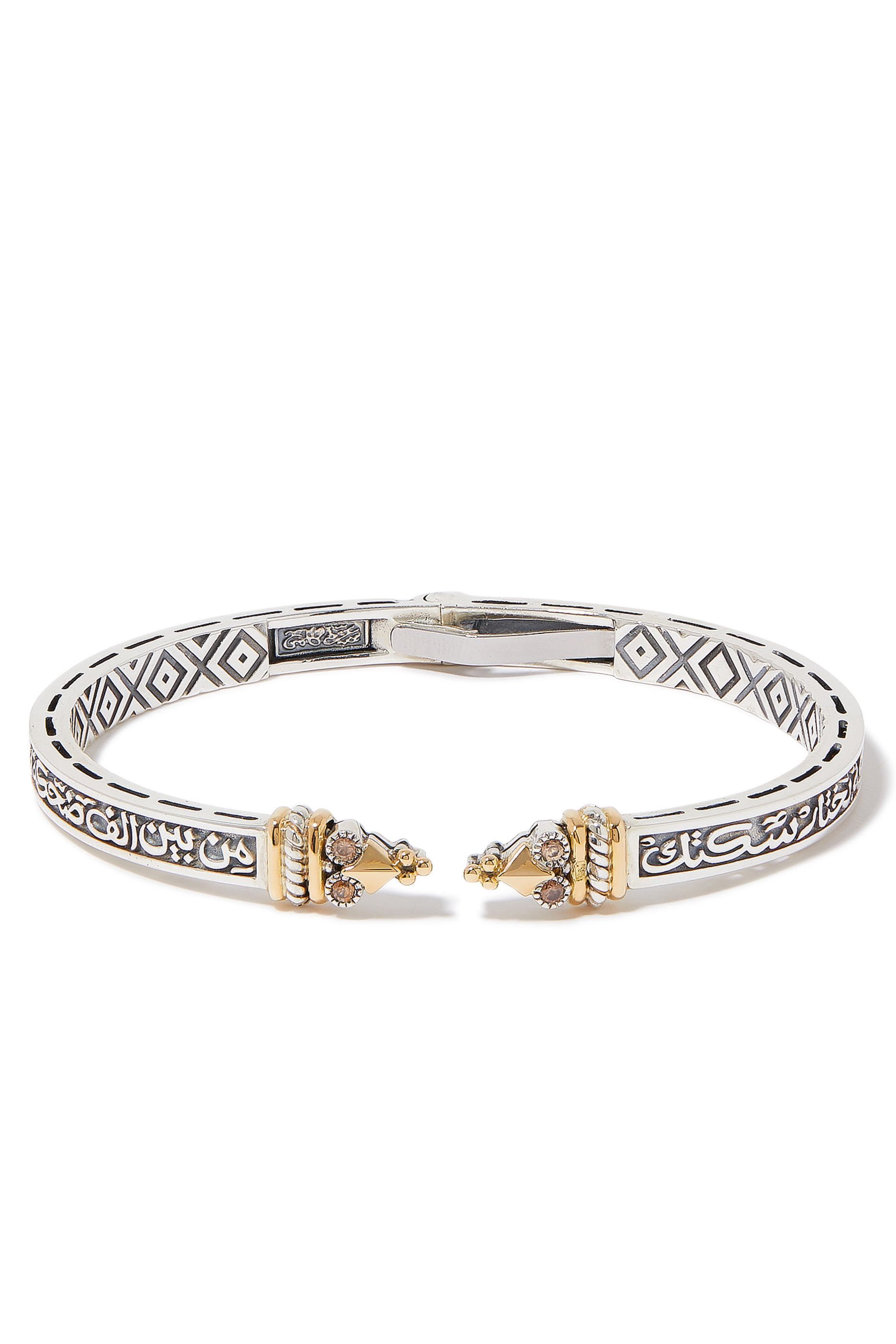 Tribal Calligraphy Bangle, 18K Yellow Gold & Turath Brown Zircon