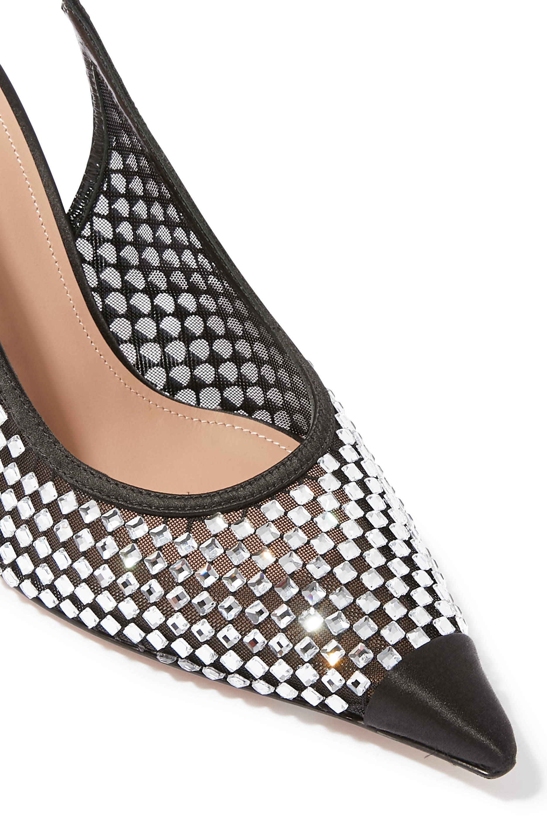 Vesper 70 Crystal Mesh Satin Pumps