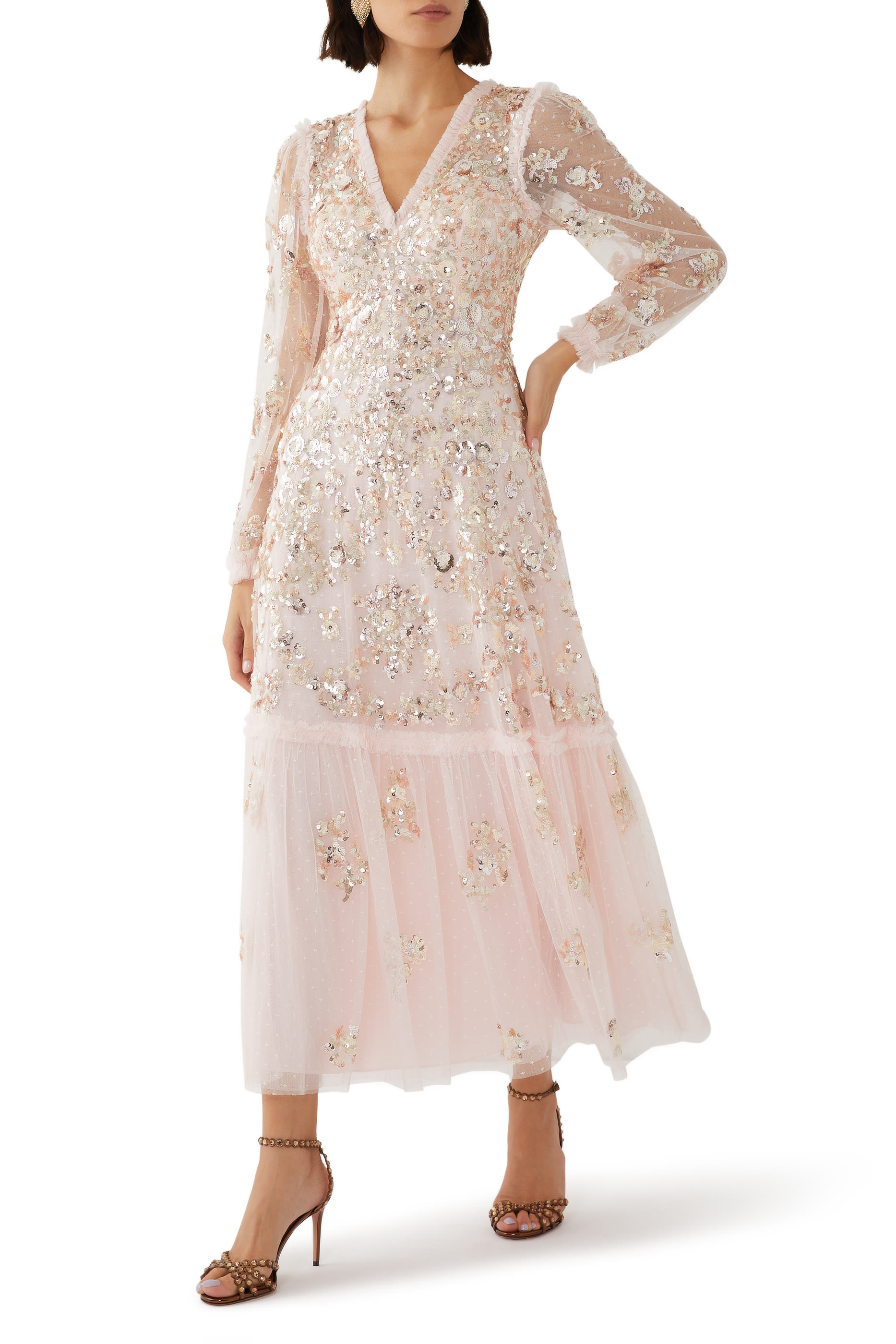 Sequin Chain Ankle Gown