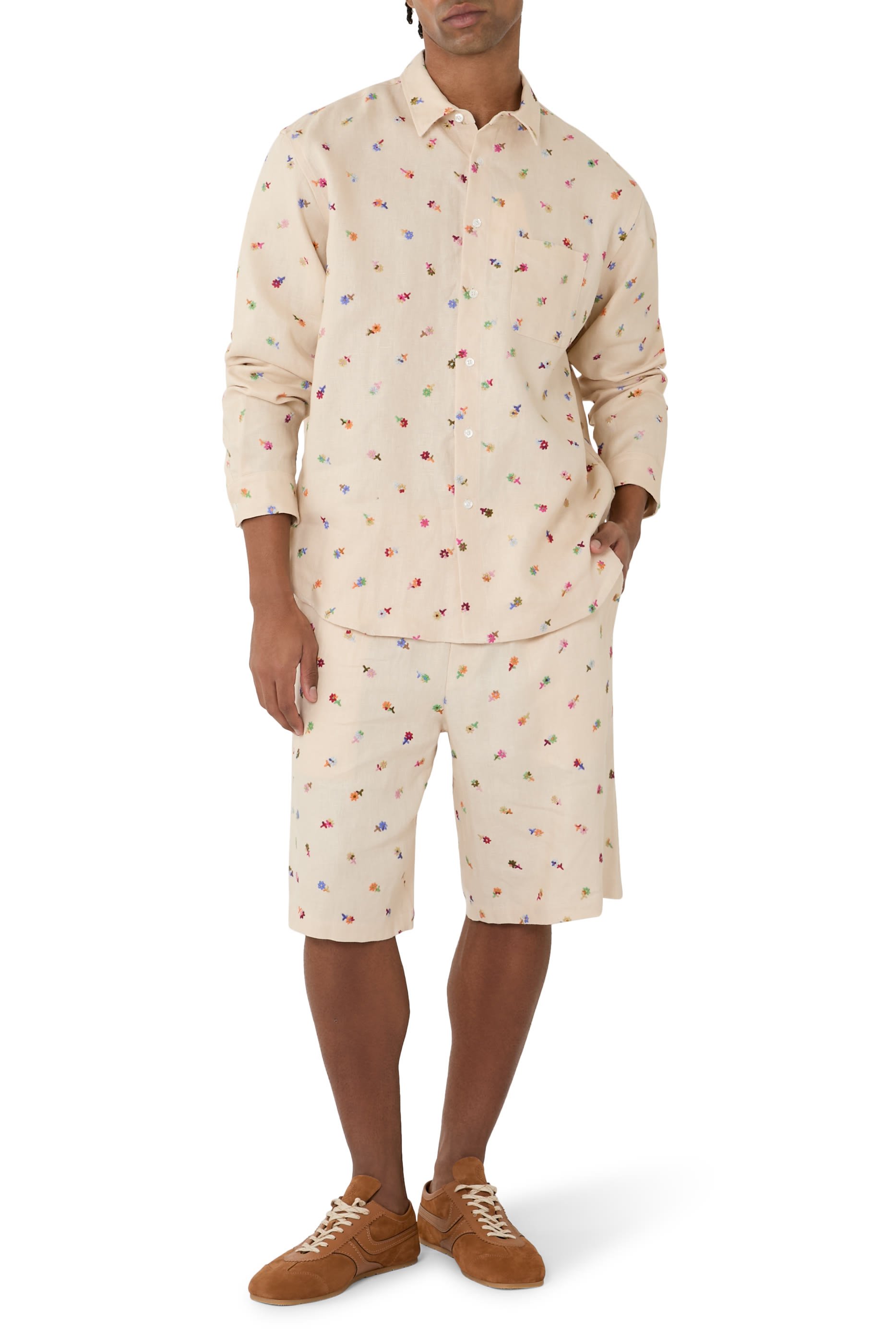 Floral Embroidered Easy Shorts