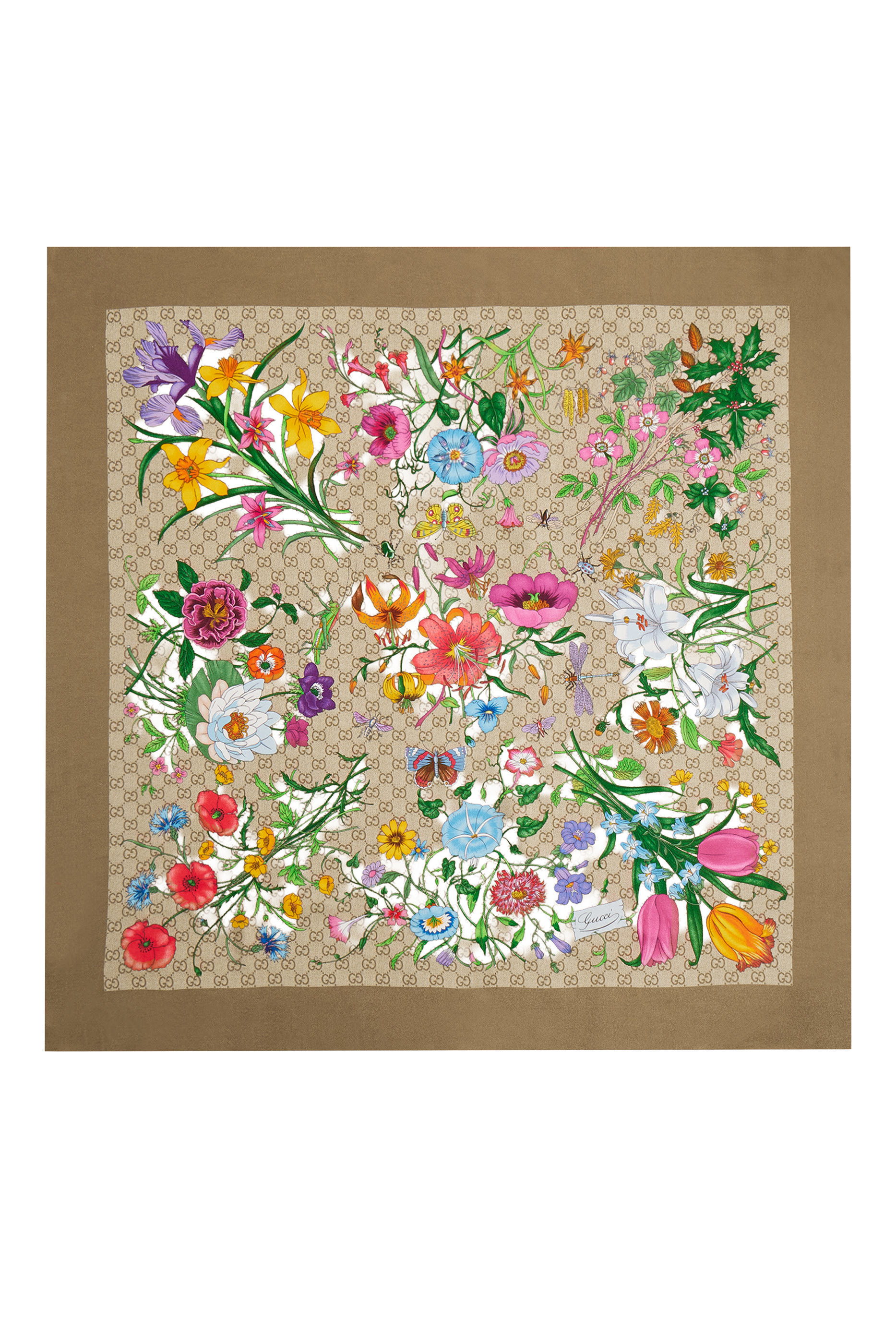 Printed GG Silk Twill Carr&eacute; 