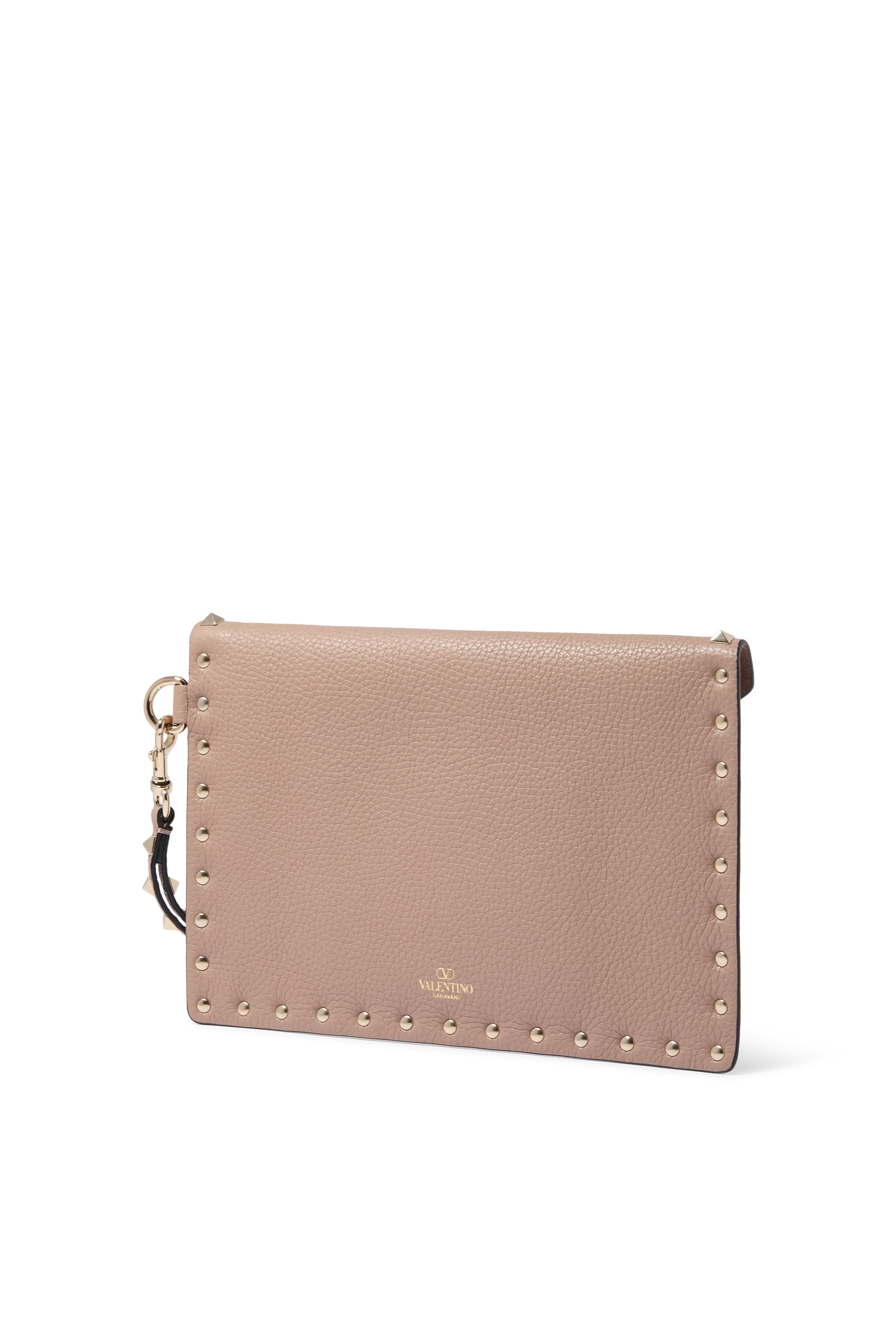 Rockstud Grainy Calfskin Pouch