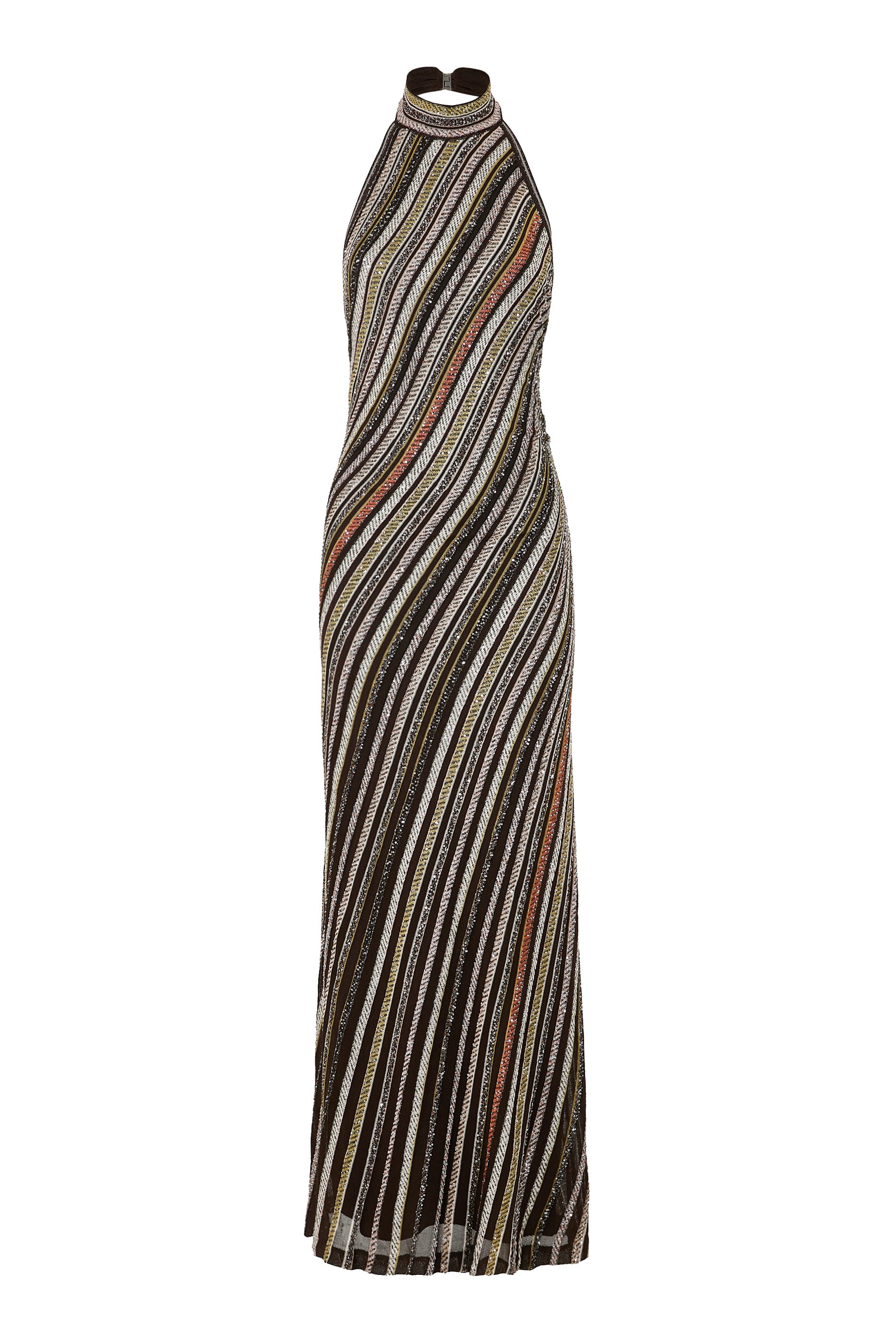 Striped Sequins Knitted Maxi Dress