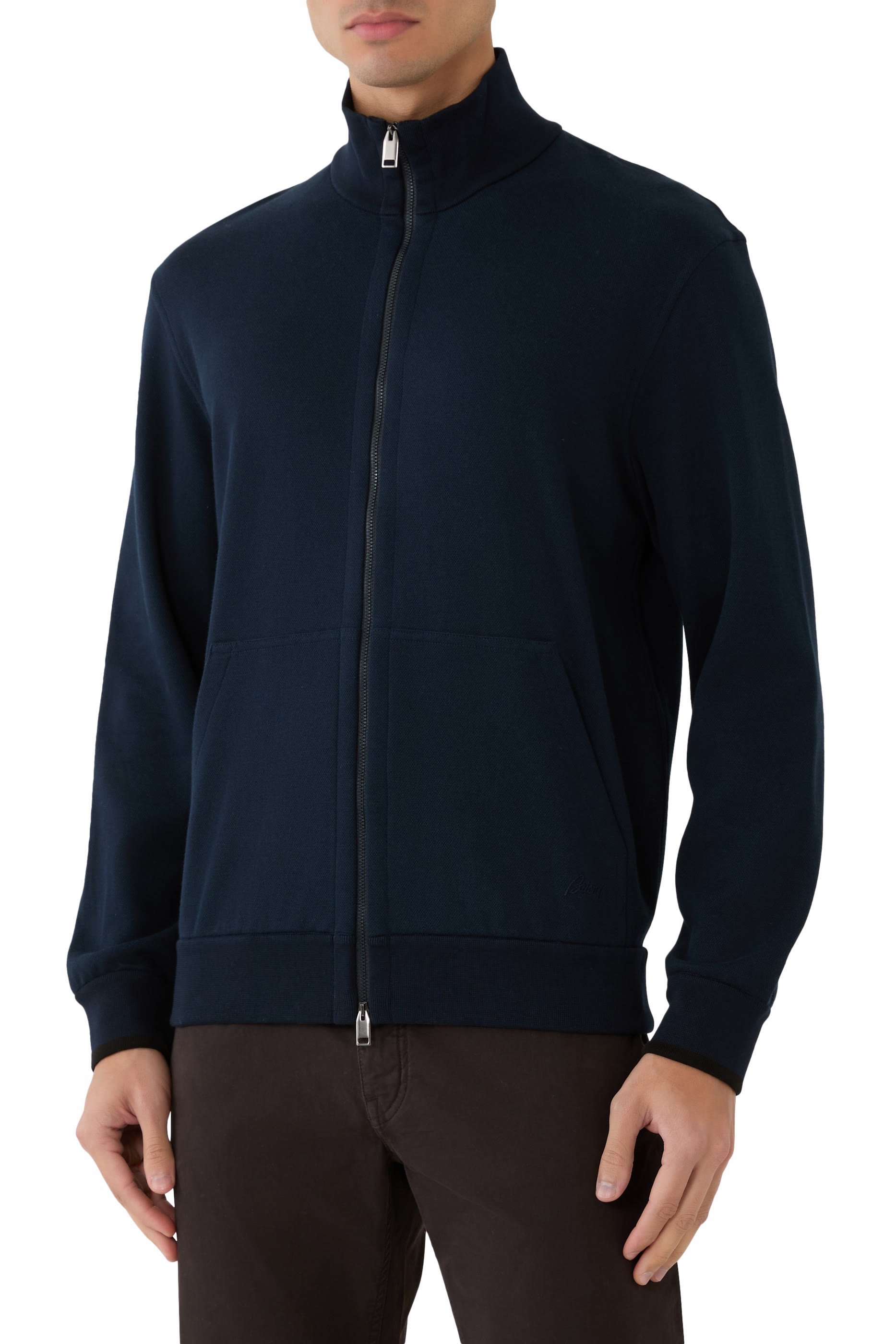 High-Neck Zip-Up Sweater