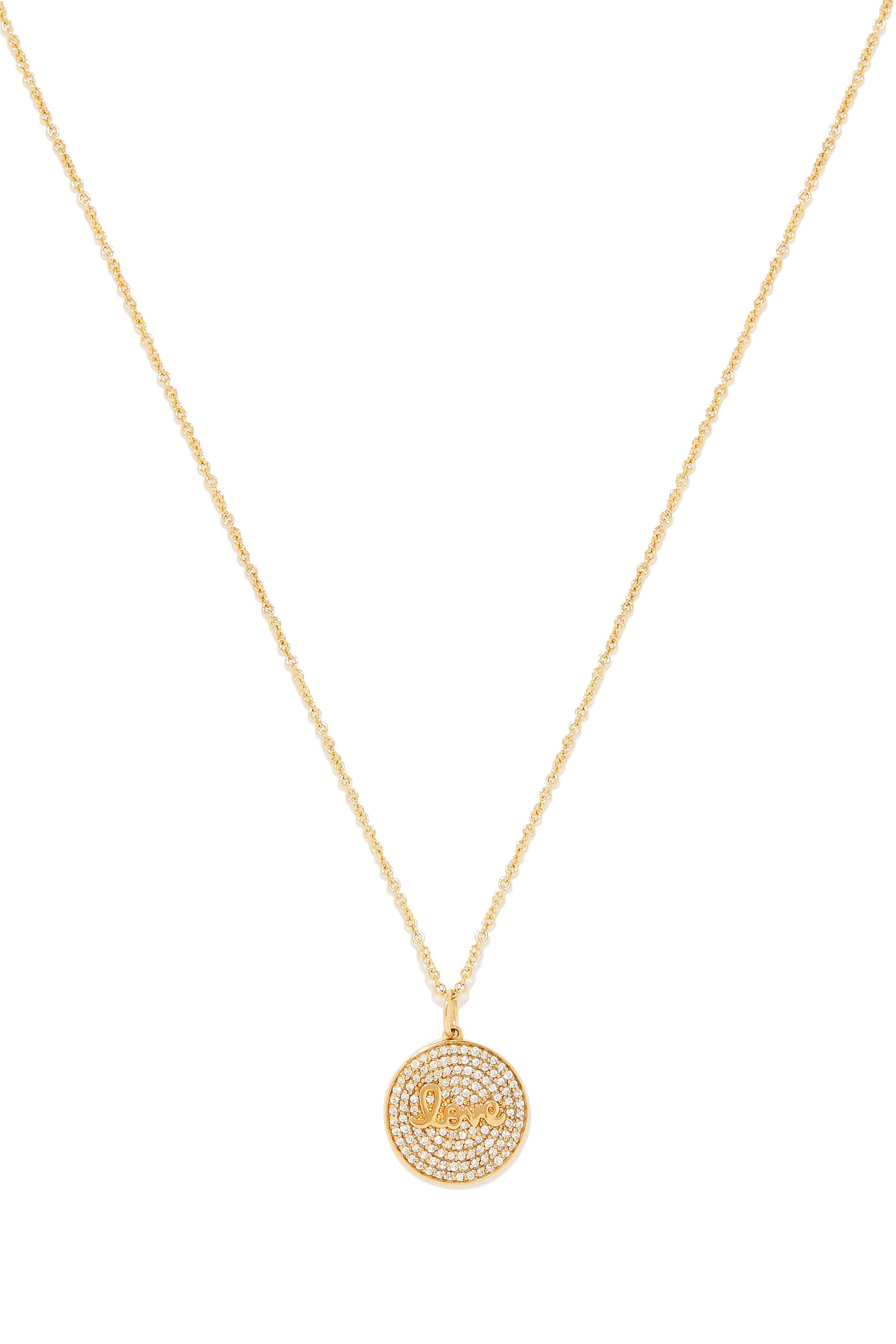Love Charm Necklace, 14k Yellow Gold & Diamonds