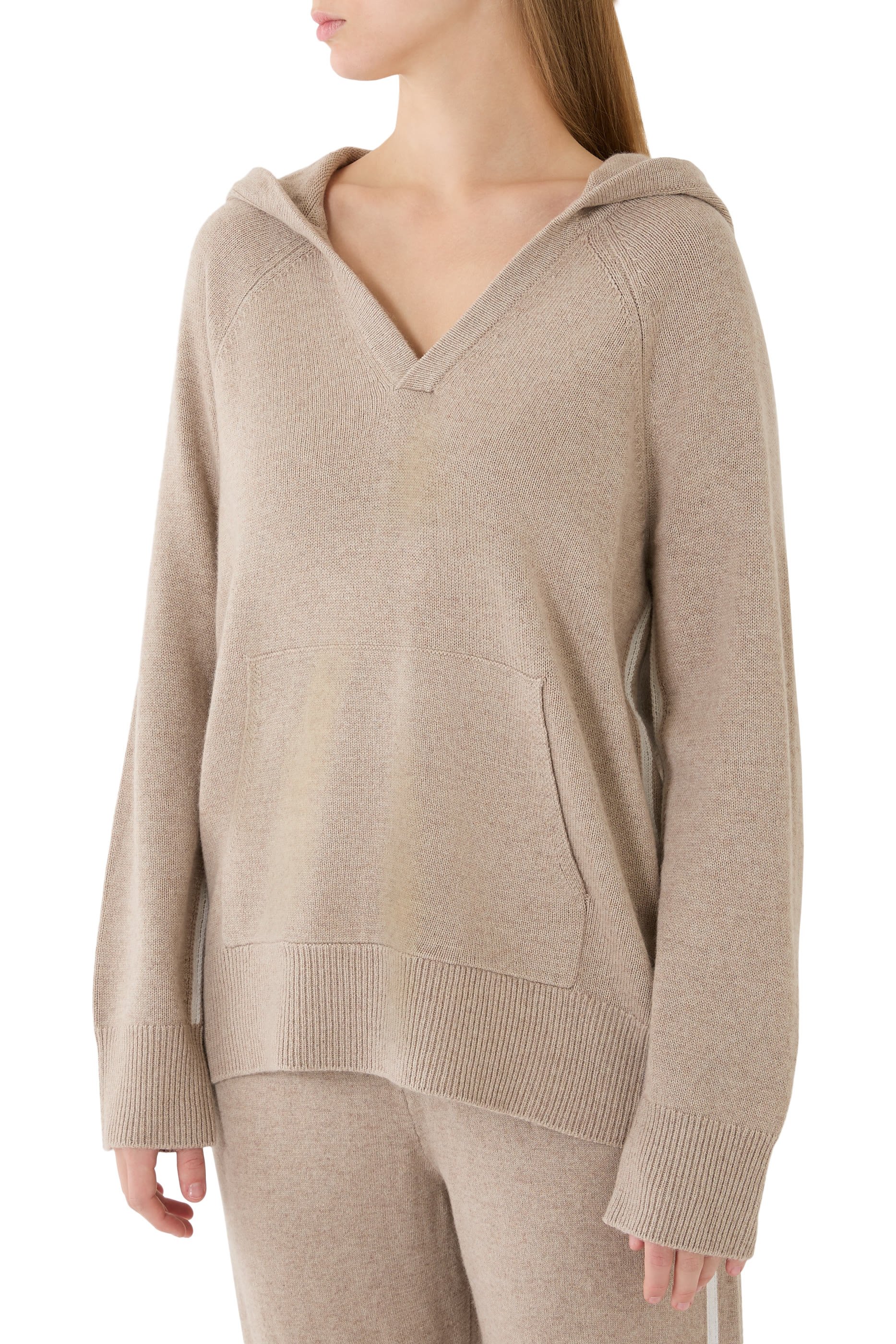 Stripe Detail Hoodie with Cashmere