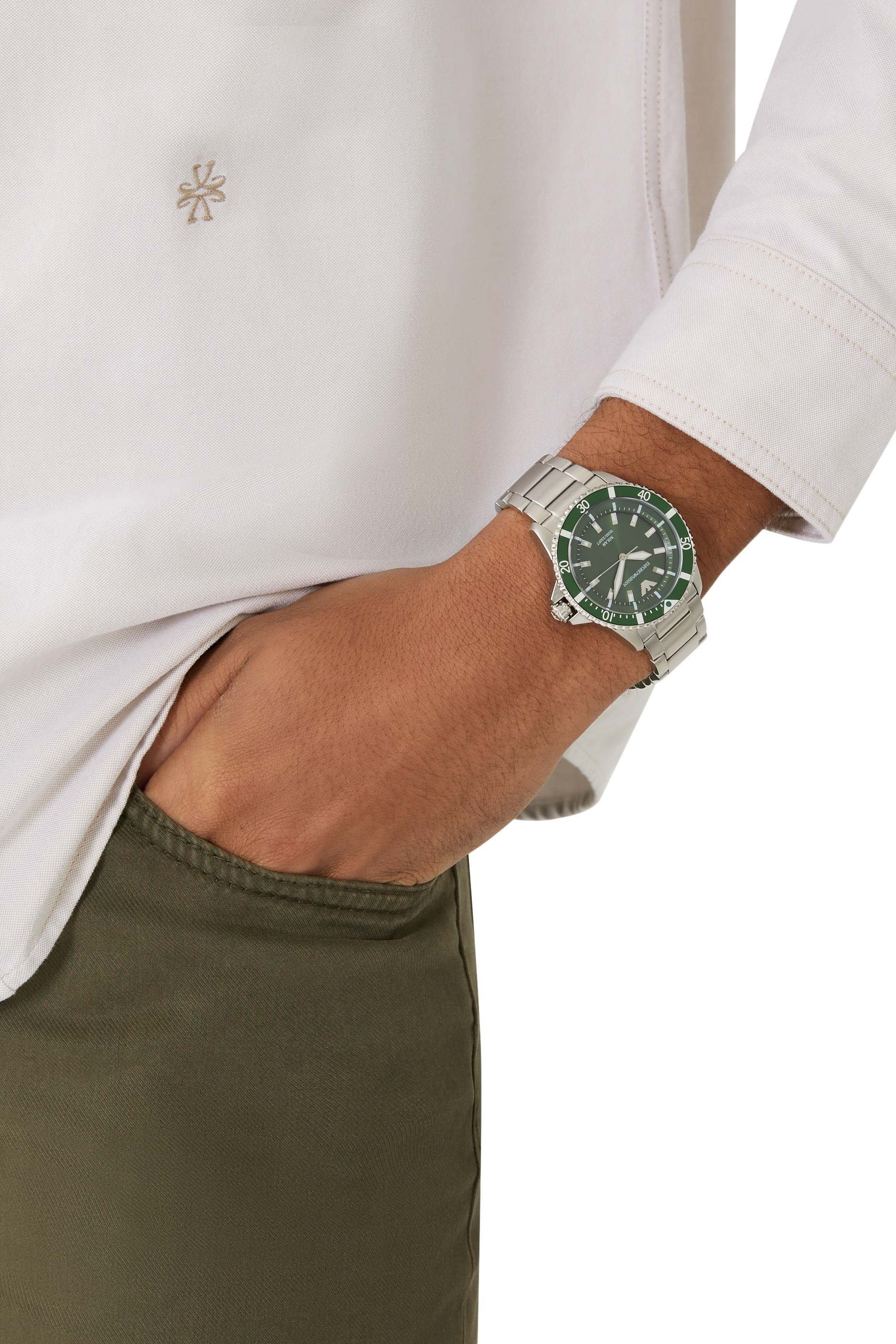 World Explorer Solar-Powered Three-Hand Stainless Steel Watch