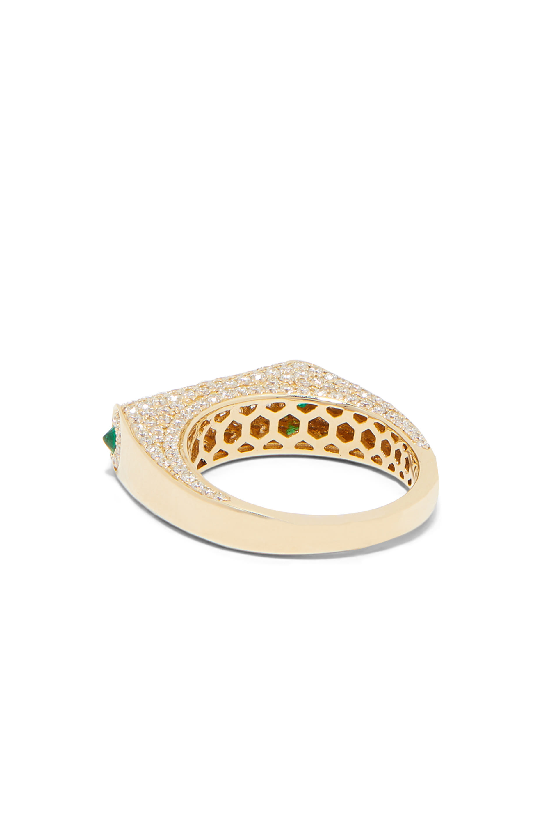 Grace Ring, 14k Yellow Gold with Diamonds & Emeralds