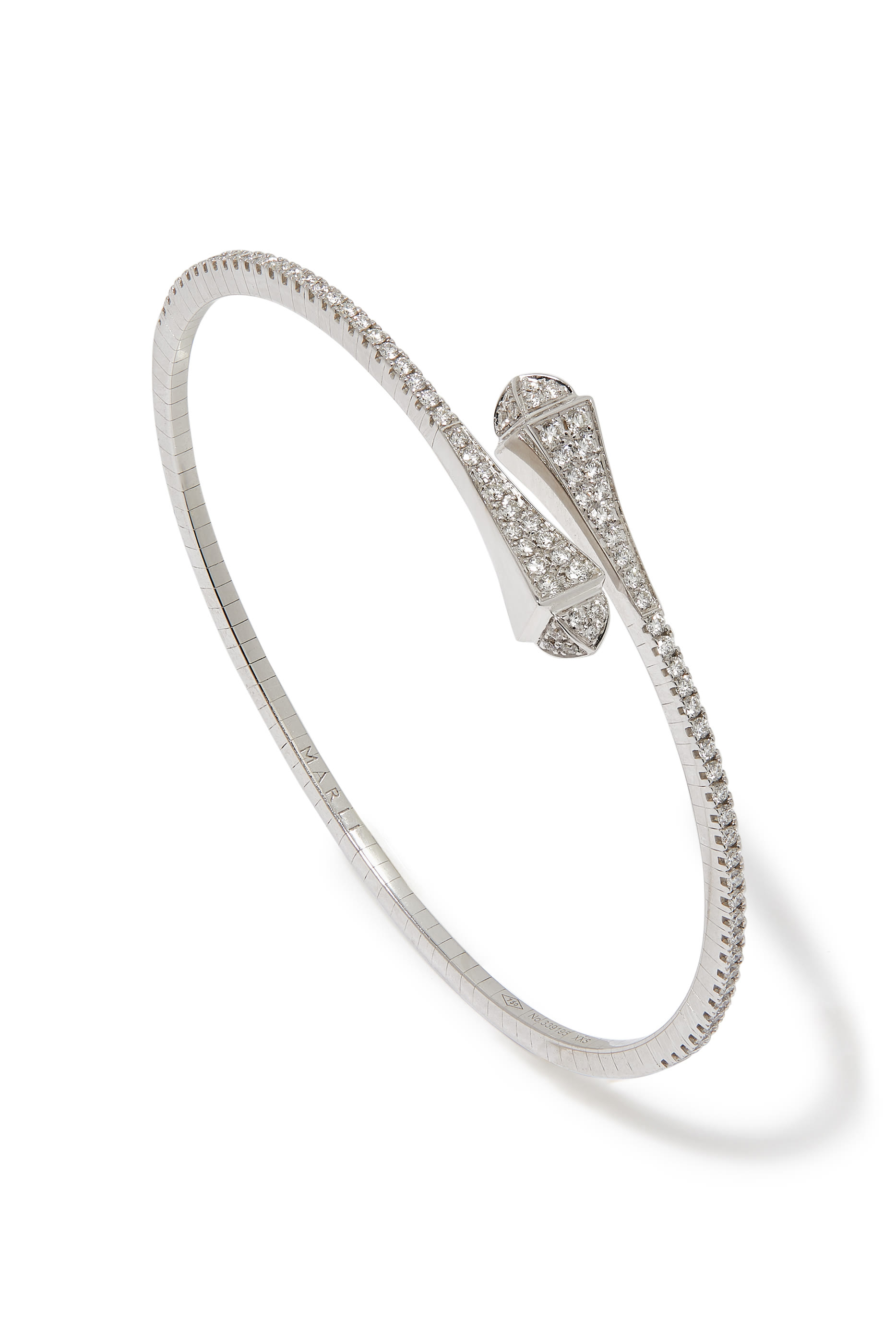 Cleo Slim Bangle, 18k White Gold with Full Diamonds