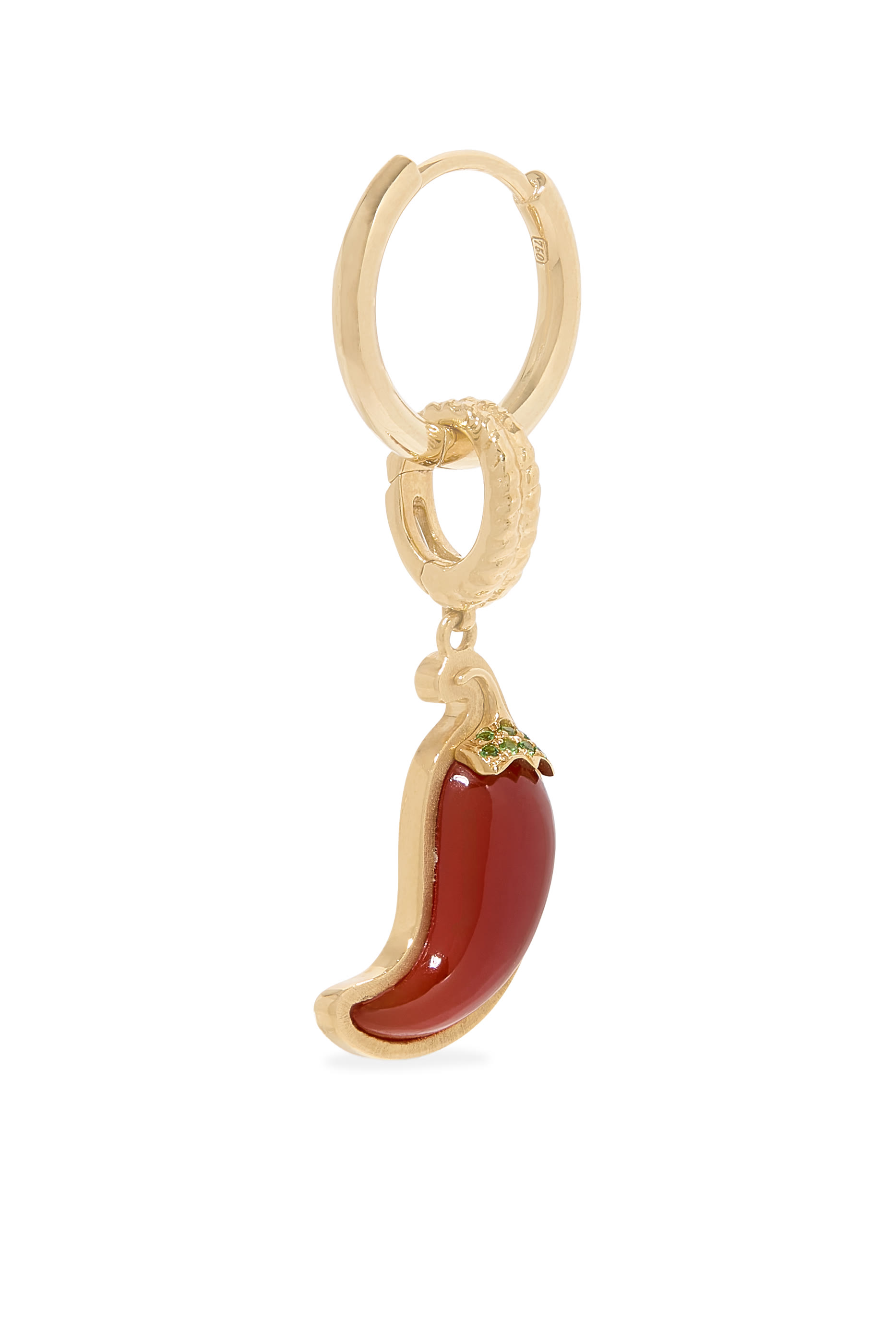 Pepper Brushed Charm, 18K Yellow Gold & Red Agate