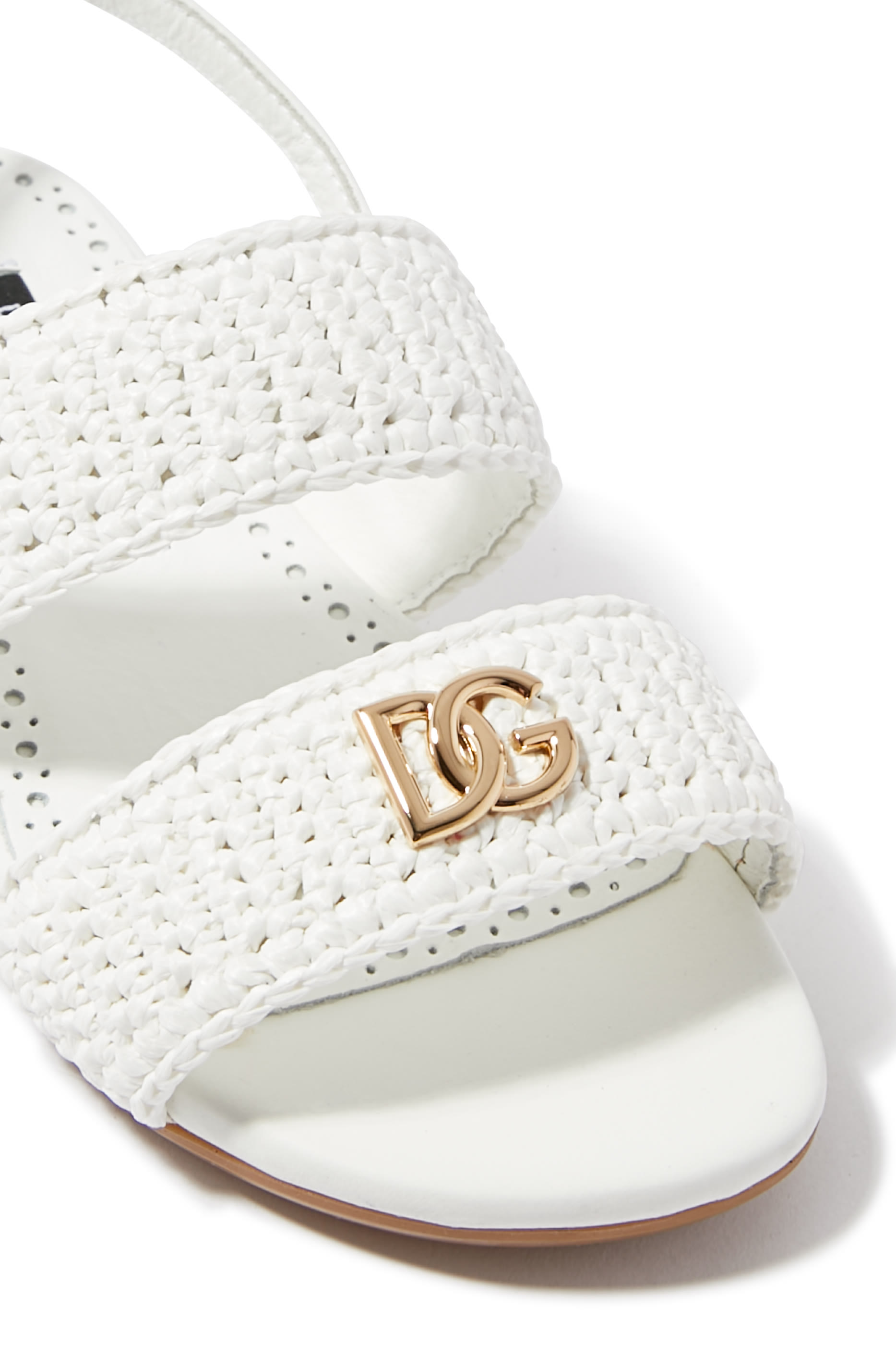 Kids Woven Raffia Sandals in Leather