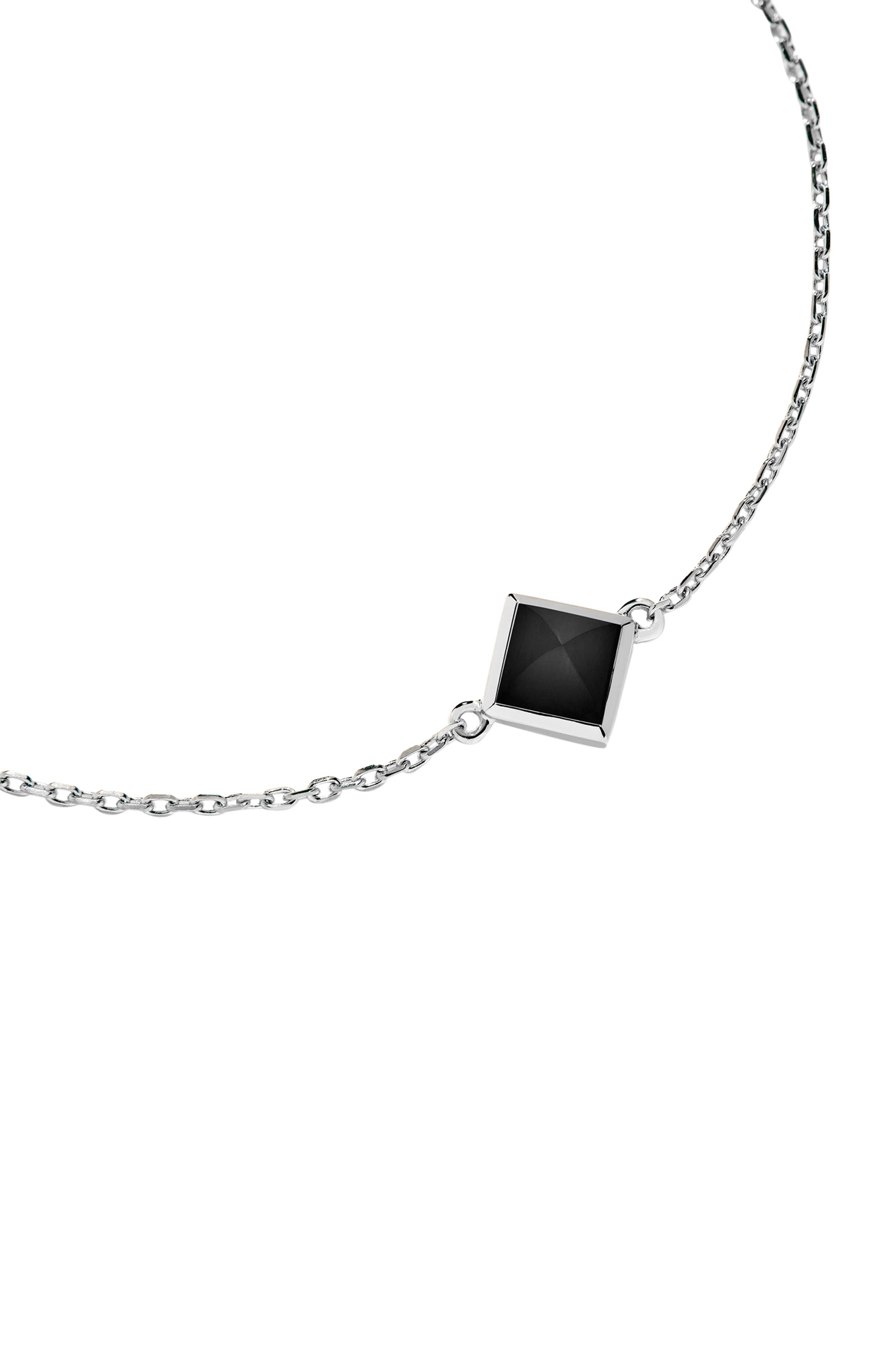 Cleo Pyramid Bracelet, 18K White Gold & Onyx