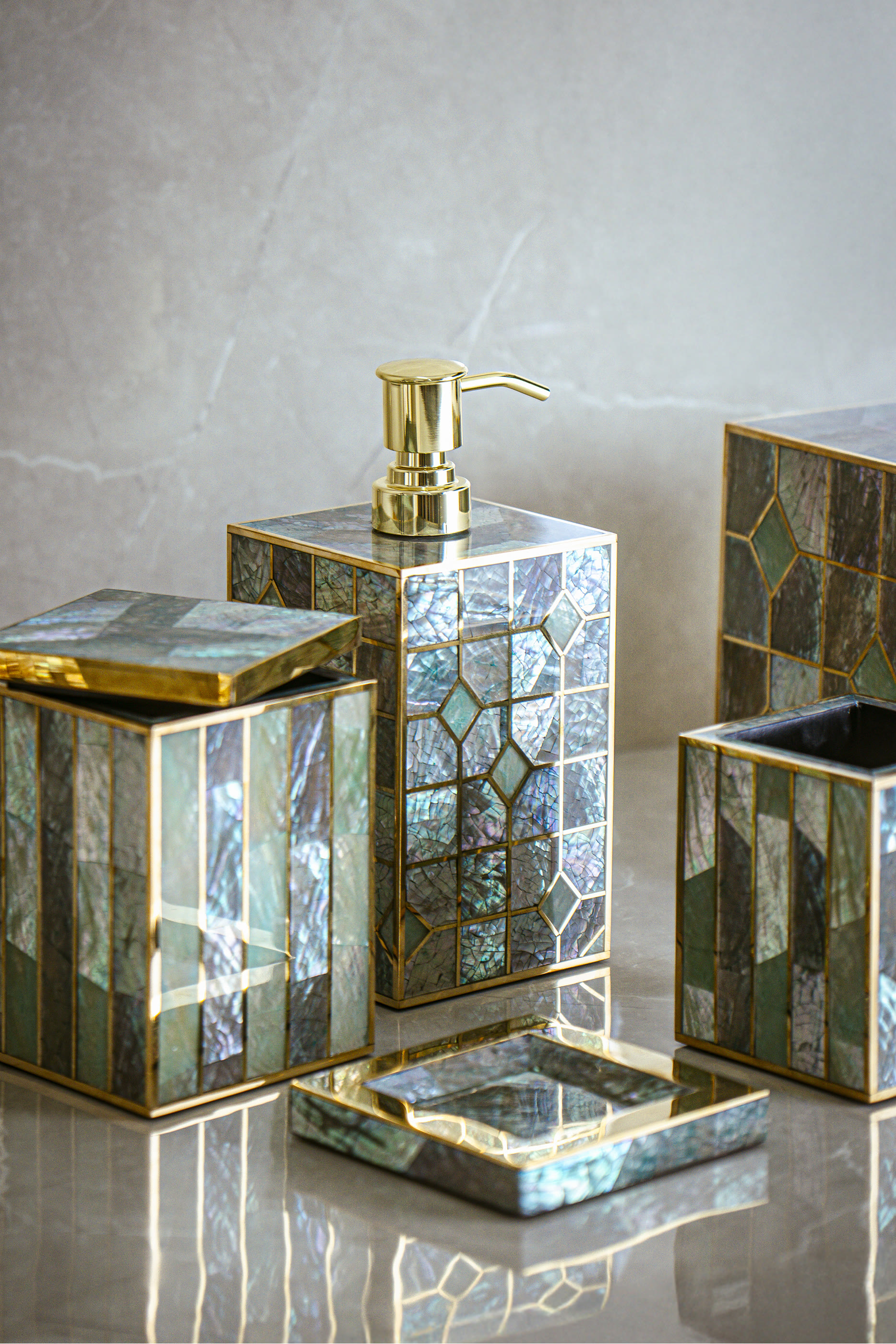 Crackled Abalone Shell Box with Cover