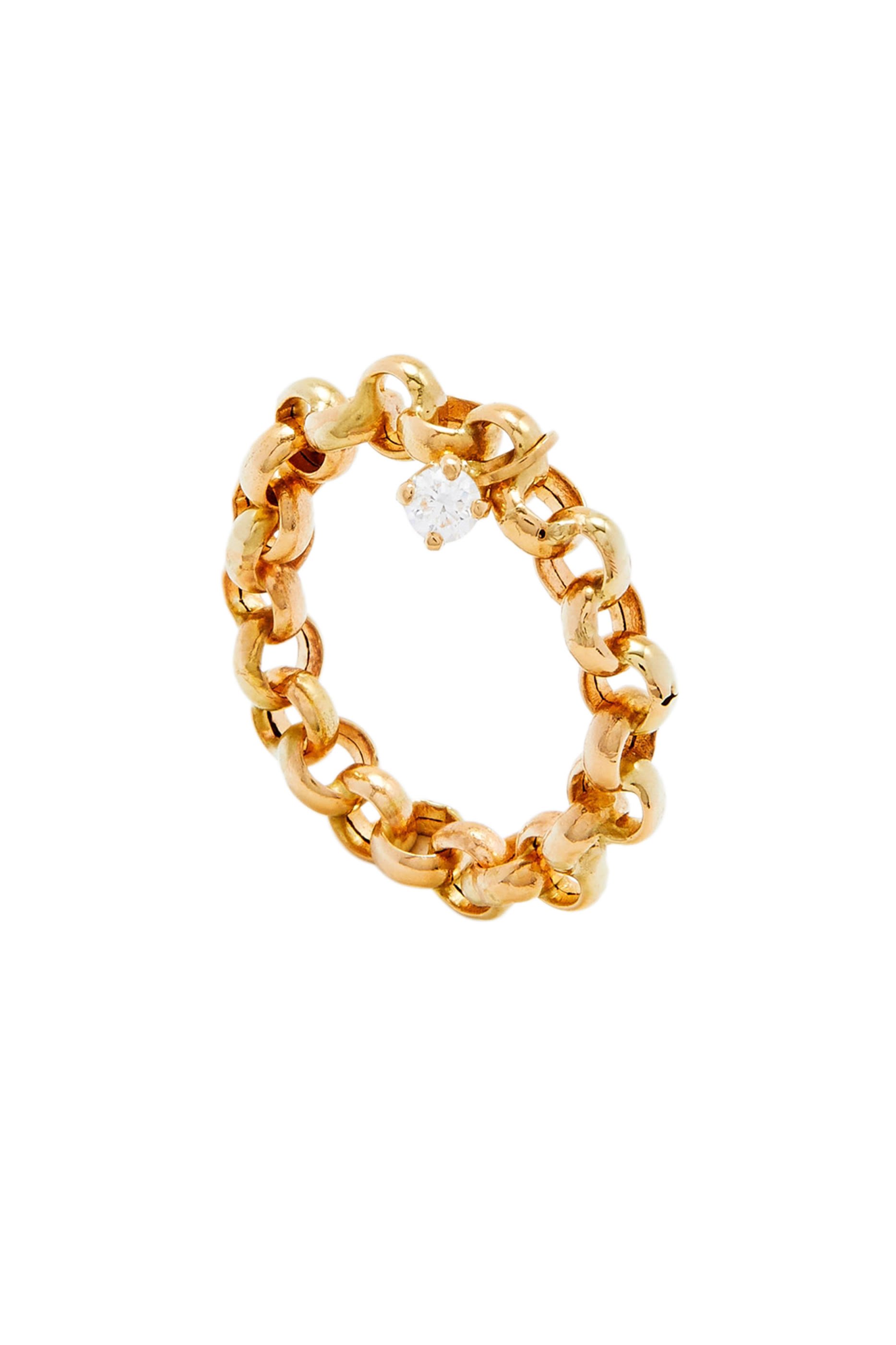 Floating Chain Ring, 18k Yellow Gold & Diamond