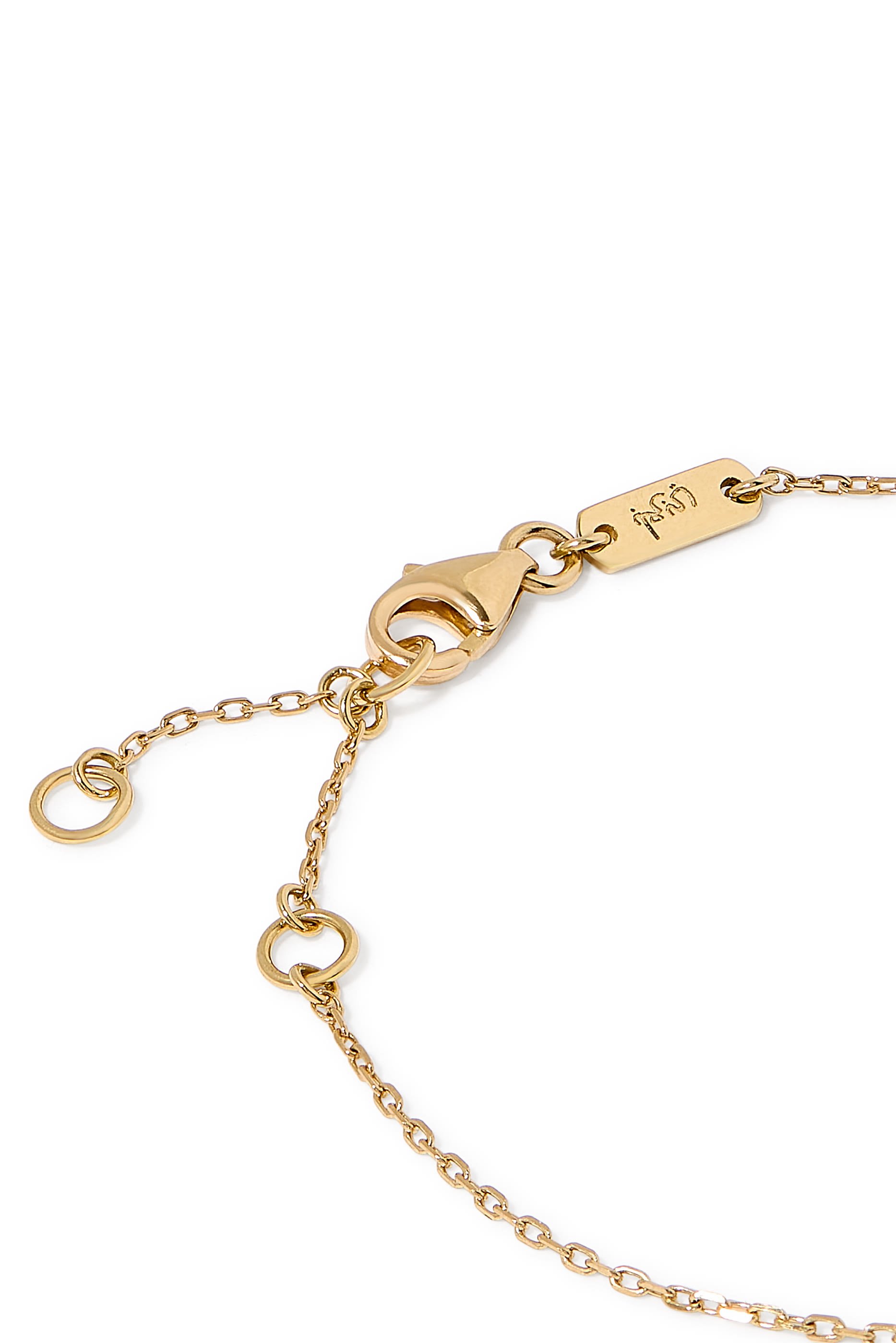 Kids Tiny Bling Butterfly Letter Noon Bracelet, 18k Yellow Gold & Enamel