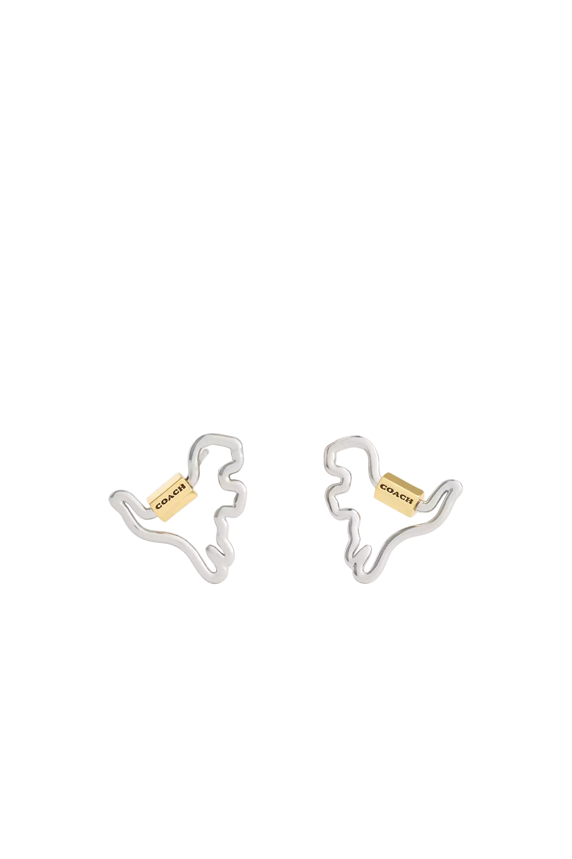 Carabiner Rexy Stud Earrings, Brass, Titanium & Cubic Zirconia